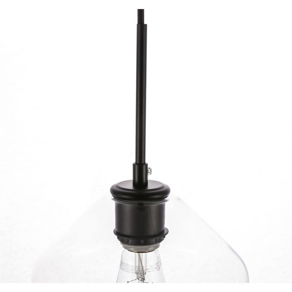 Alt View 3. Living District - Gene 1 light Black and Clear glass pendant - Black And Clear Glass.