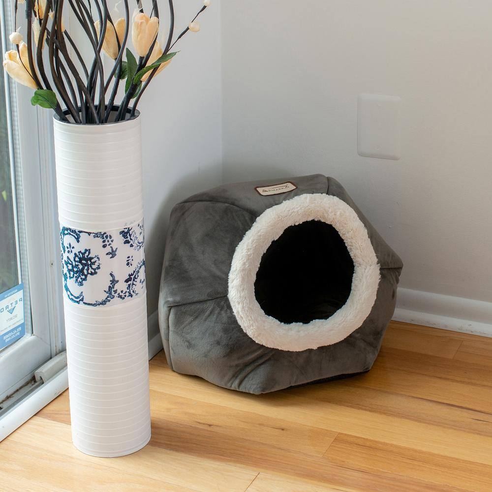 Left. Armarkat - Cat Bed Gray Velvet - Gray.
