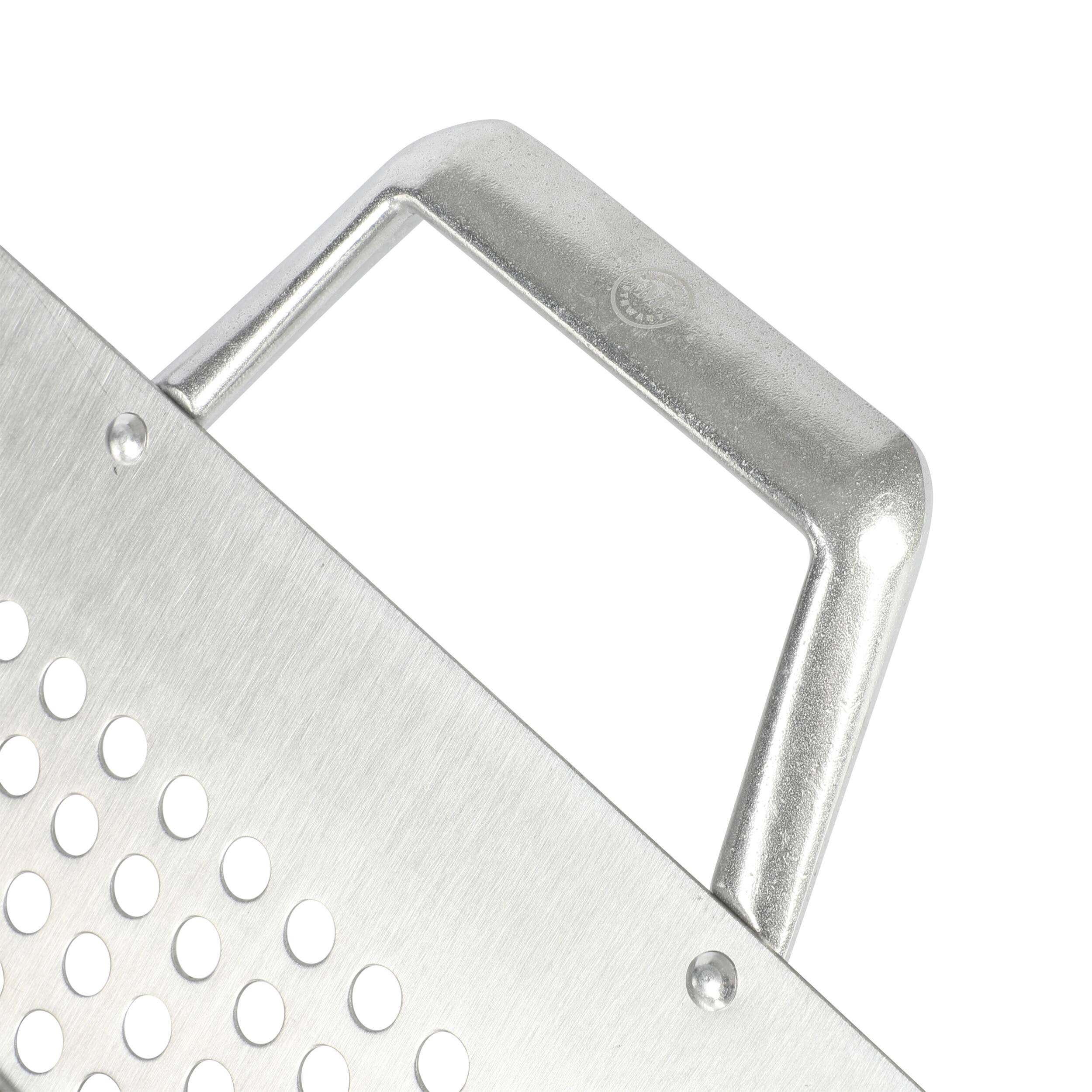 Alt View 4. Martha Stewart - Martha Stewart Amber 12 Inch Square Cast Aluminum BBQ Grill Topper with Handles - Silver.