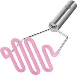 Zulay Kitchen - Potato Masher with Premium Silicone Coated Stainless Steel Design - Pink