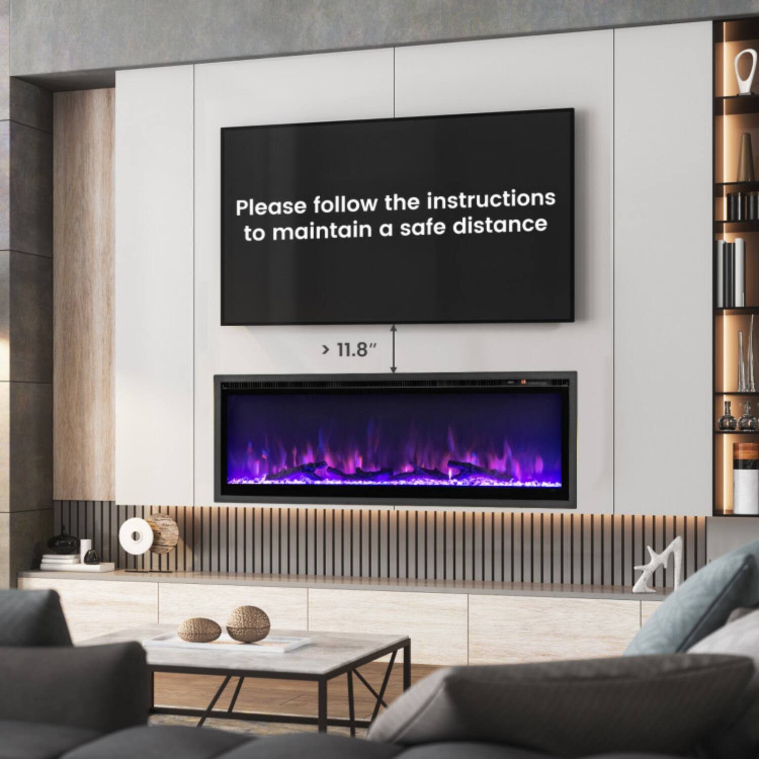 Please follow the instructions to maintain a safe distance  
> 11.8"