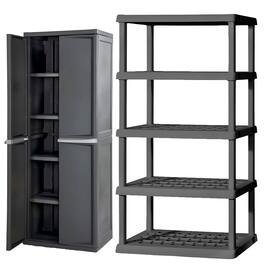 Sterilite - 5 Shelf Plastic Storage Unit & Garage & Pantry Storage Cabinet, Gray - Gray