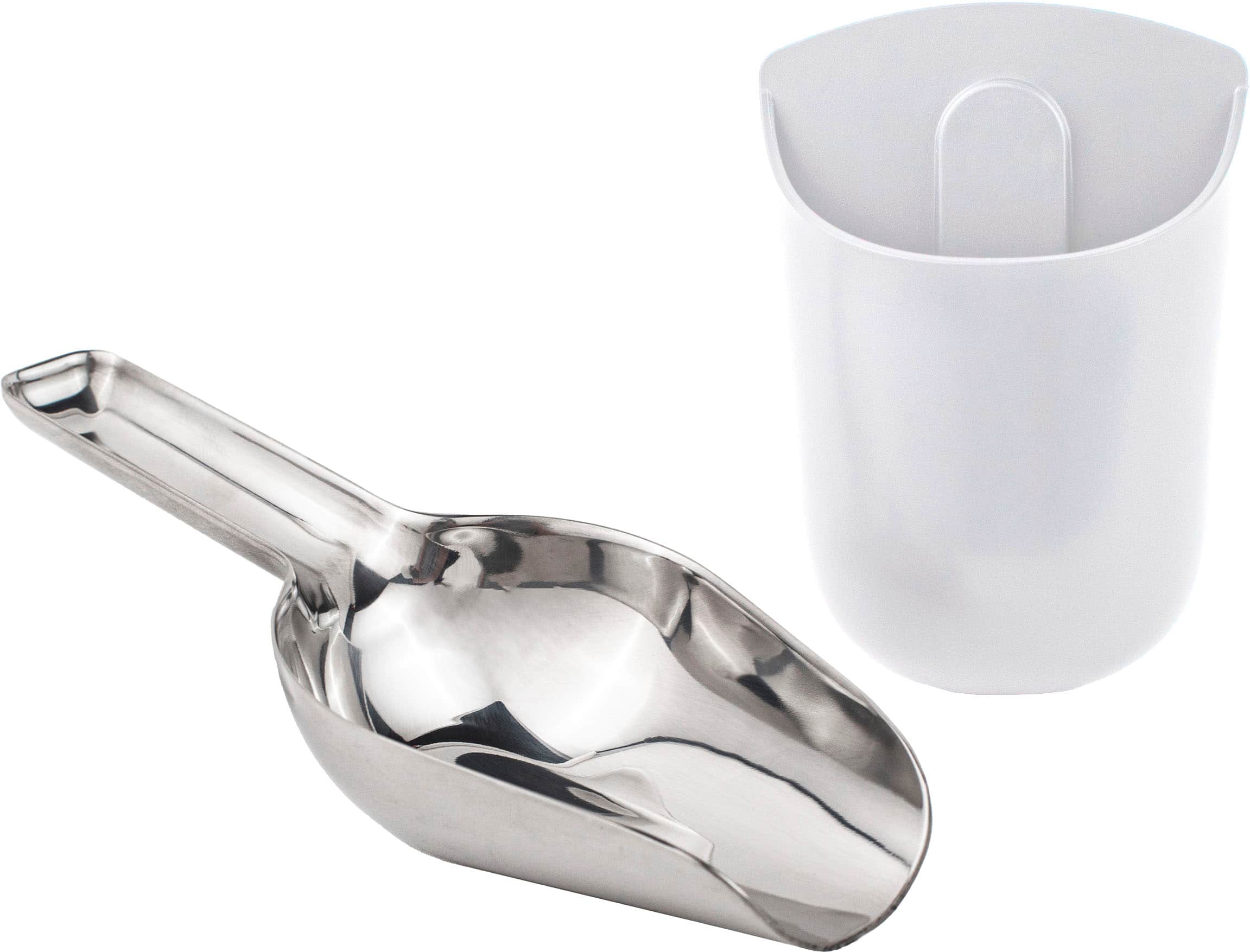 Front. GE Profile - Stainless Steel Ice Scoop and Holder for Opal Ice Makers - Stone White.