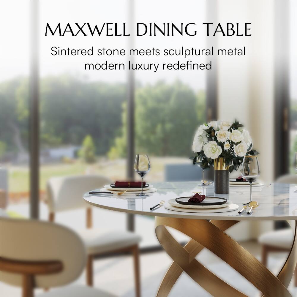 MAXWELL DINING TABLE  
Sintered stone meets sculptural metal  
modern luxury redefined