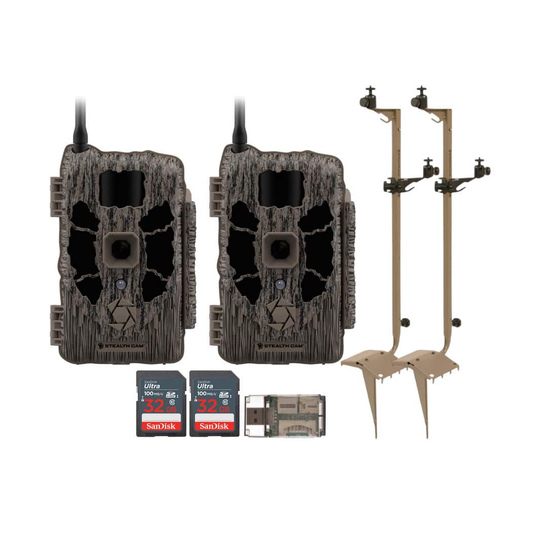Stealth Cam - (Two) DECEPTOR MAX 40MP Trail Camera  with Dual Camera Ground Mount 32GB Memory Card and Card Reader