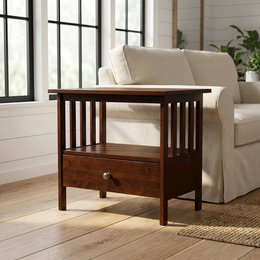 Alt View 1. FurniFact - Espresso TV Stand with Hardwood Construction and Modern Design - Brown.