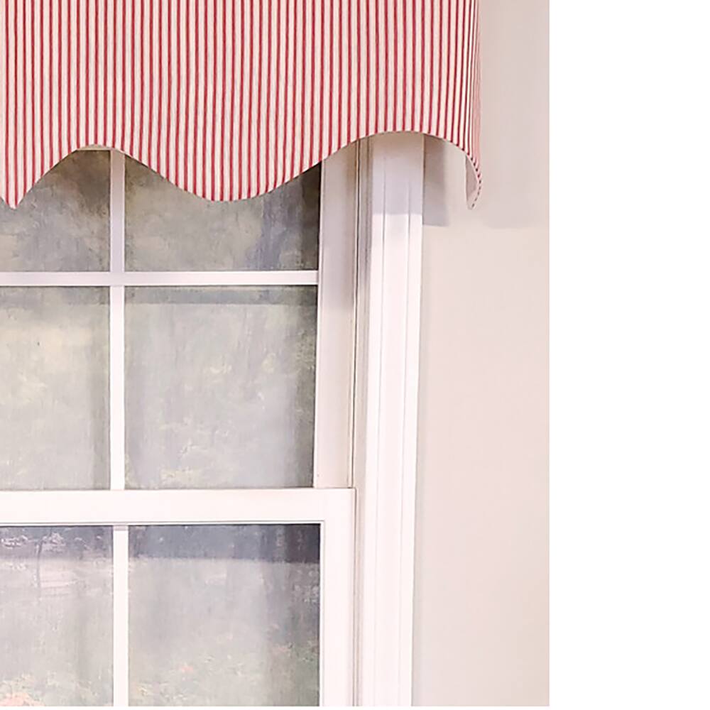 Left. RLF Home - RLF Home Luxurious Modern Design Classic MG-Ticking Stripe Regal Style Window Valance 50" x 17" Red - Red.