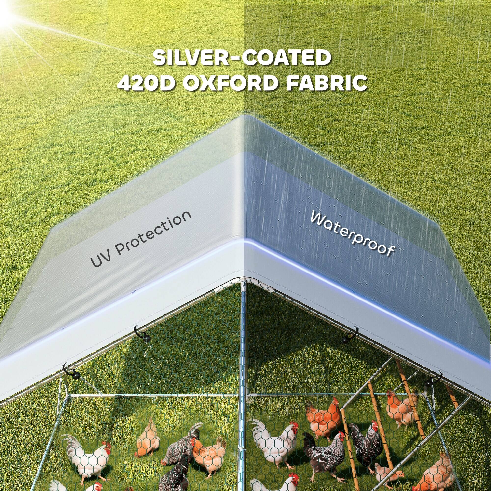 SILVER-COATED  
420D OXFORD FABRIC  

UV Protection  
Waterproof