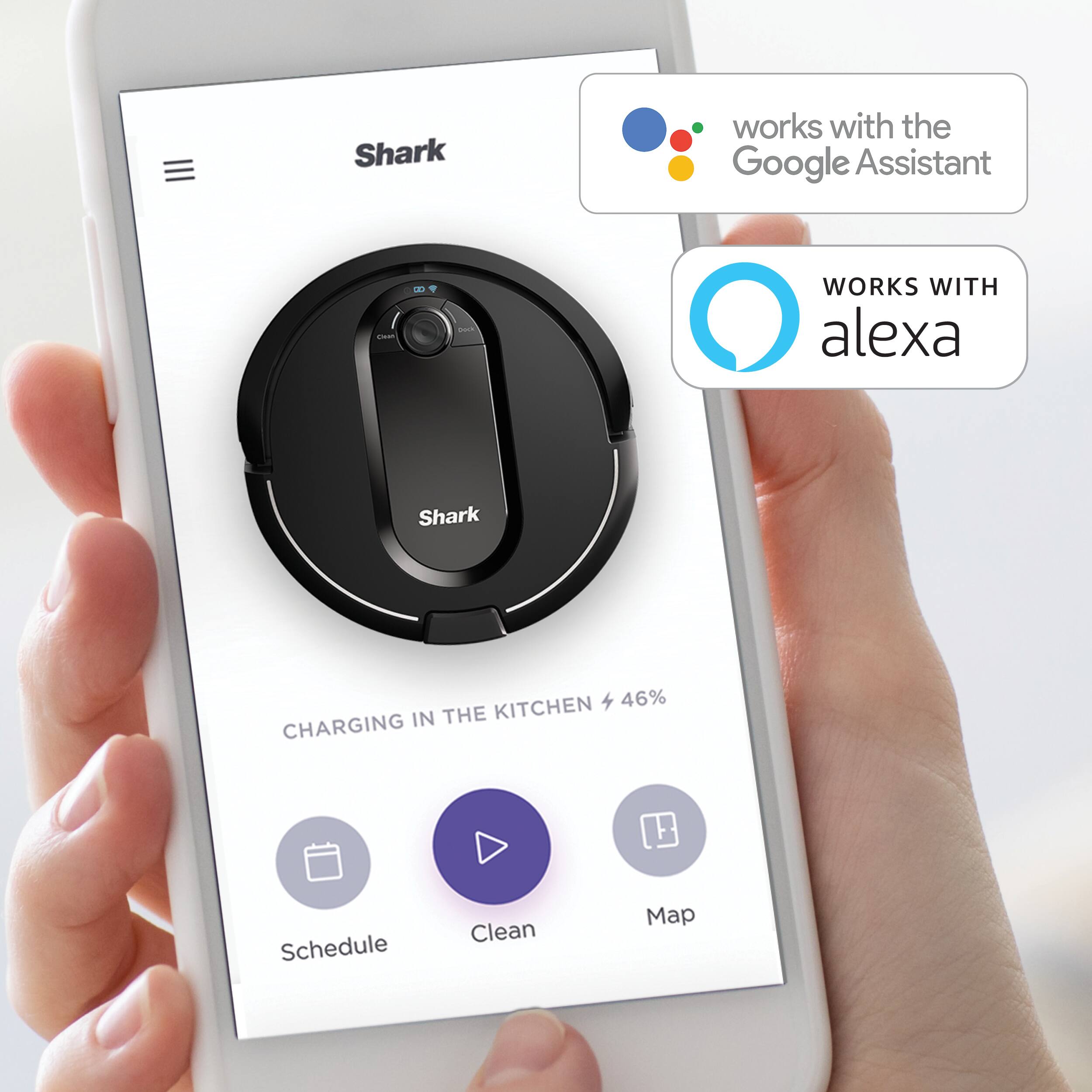 Alt View 16. Shark - IQ Robot Self-Empty XL RV1001AE, Wi-Fi Connected, Robot Vacuum with Self-Cleaning Brushroll - Black.