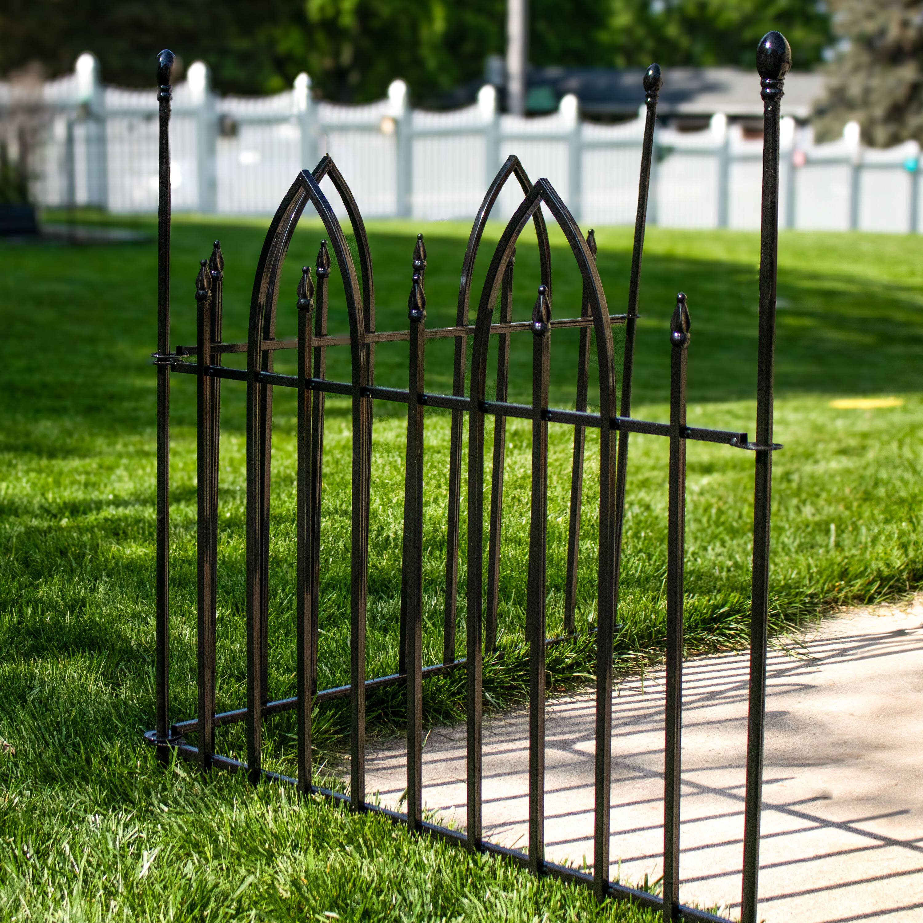 Alt View 7. Sunnydaze - 2-Piece Gothic Arch Iron Garden Border Fencing - 6 ft - Black.
