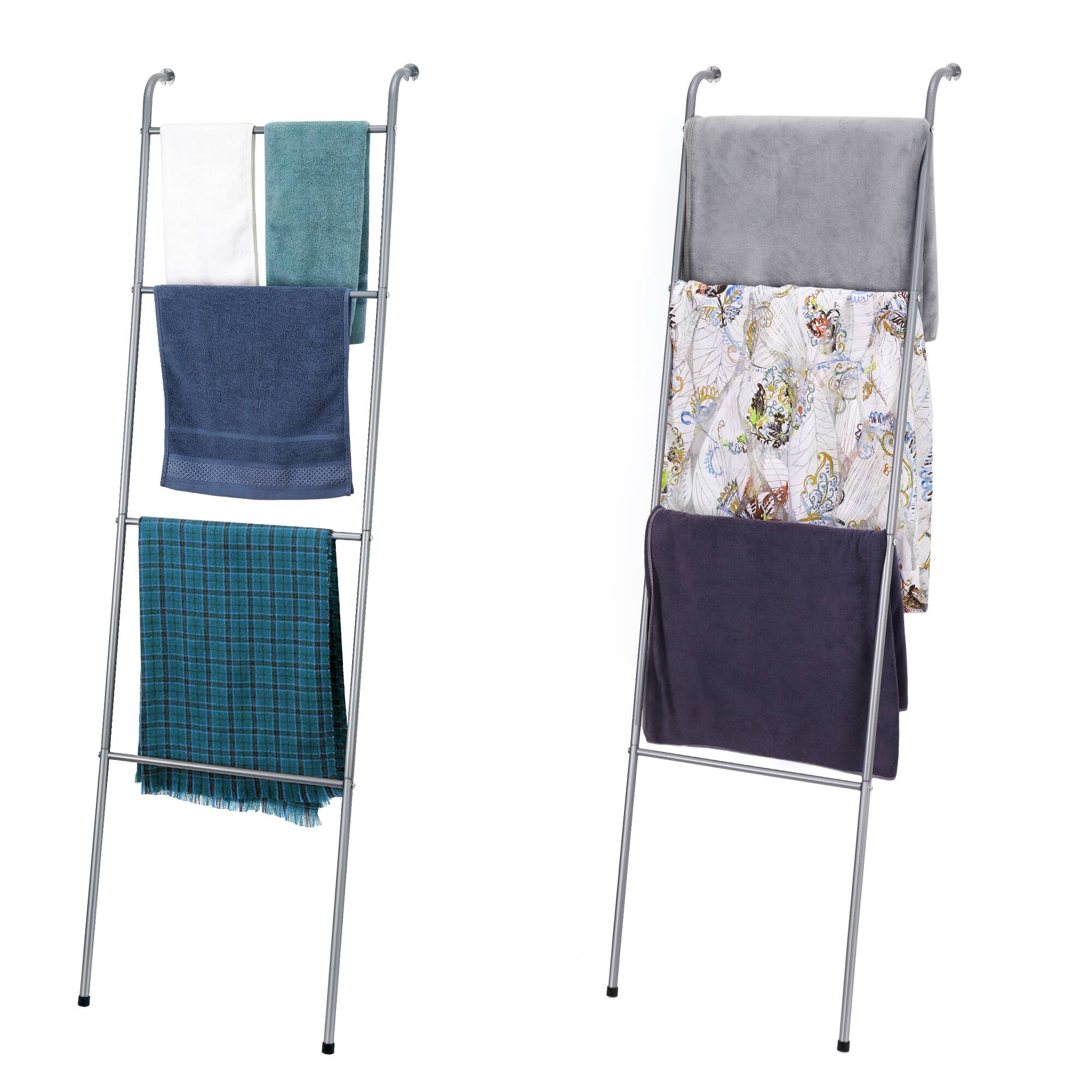 Alt View 1. Oumilen - 2-Pack Silver 4-Tier Blanket Ladder - Silver.