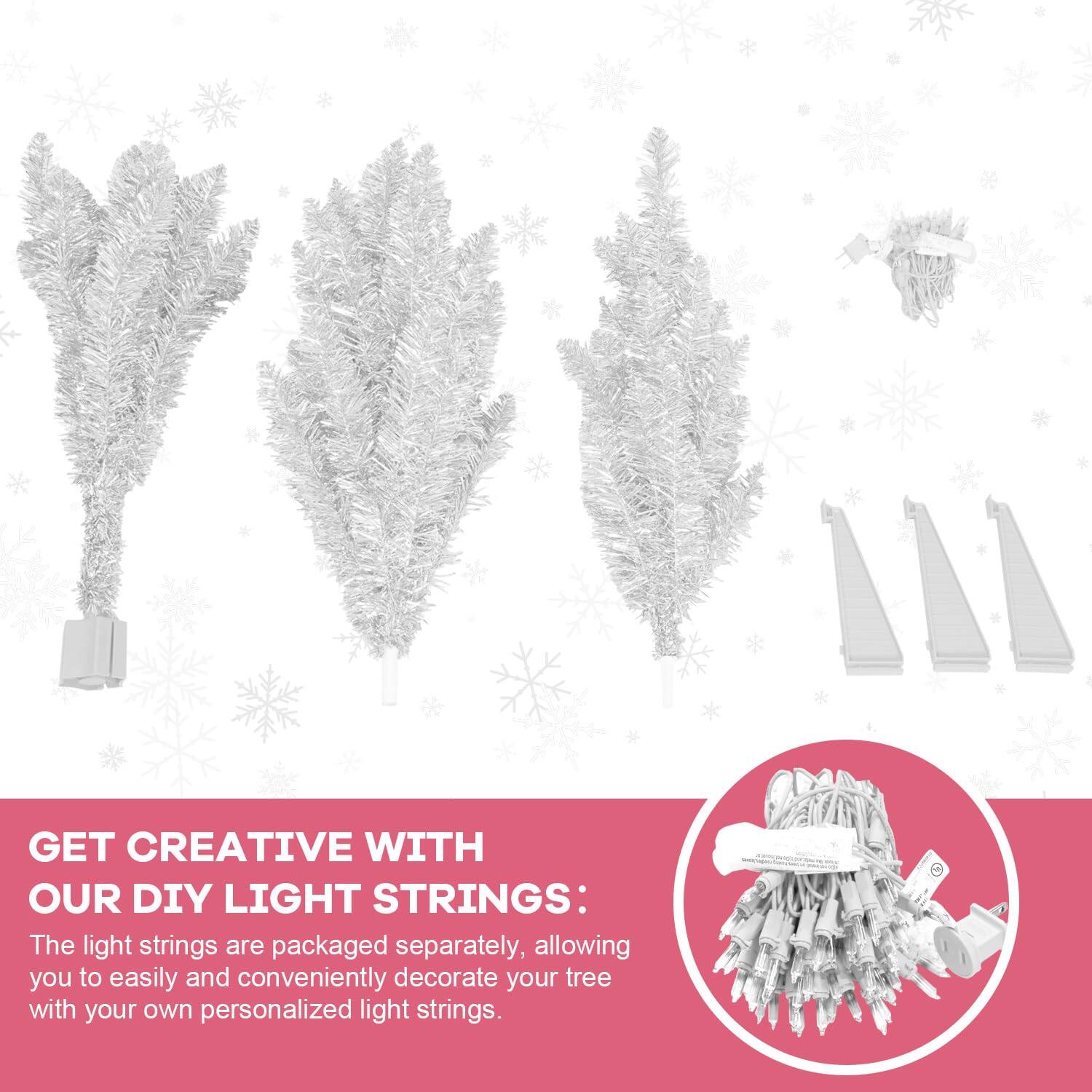 GET CREATIVE WITH OUR DIY LIGHT STRINGS:

The light strings are packaged separately, allowing you to easily and conveniently decorate your tree with your own personalized light strings.