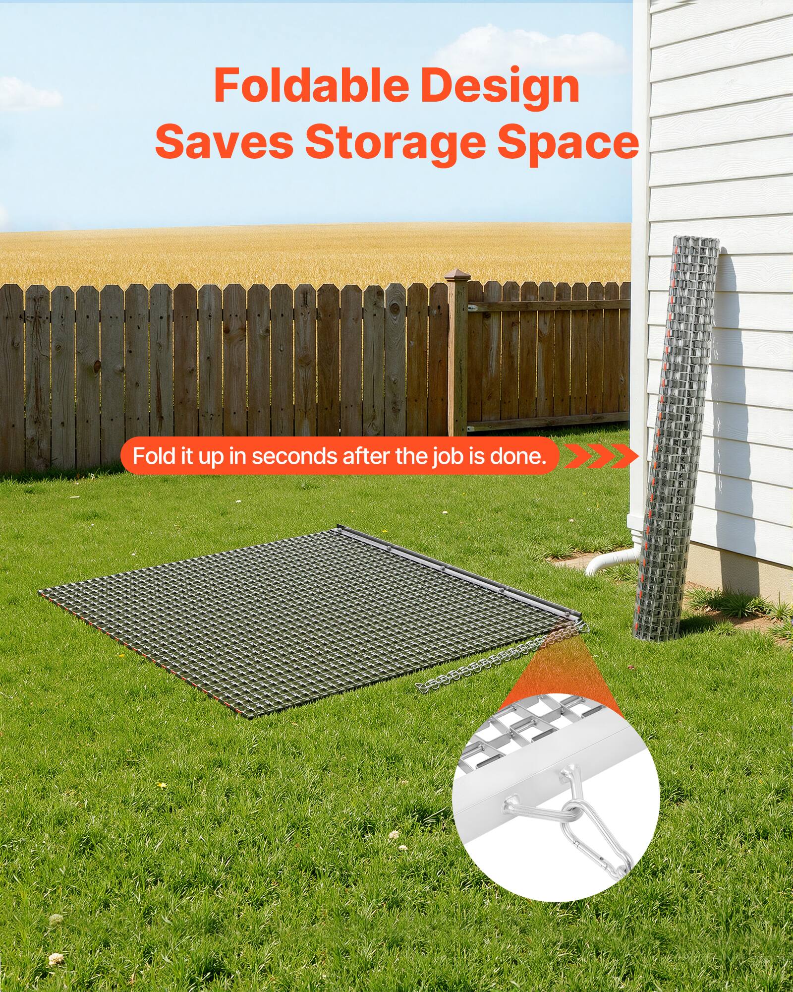 Foldable Design Saves Storage Space  
Fold it up in seconds after the job is done.