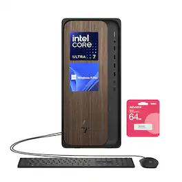 HP - OmniDesk Desktop - Intel Core Ultra 7 265 with 32GB DDR5 RAM – 2TB SSD - Wired Keyboard & Mouse - Adata 64GB USB Drive - Black
