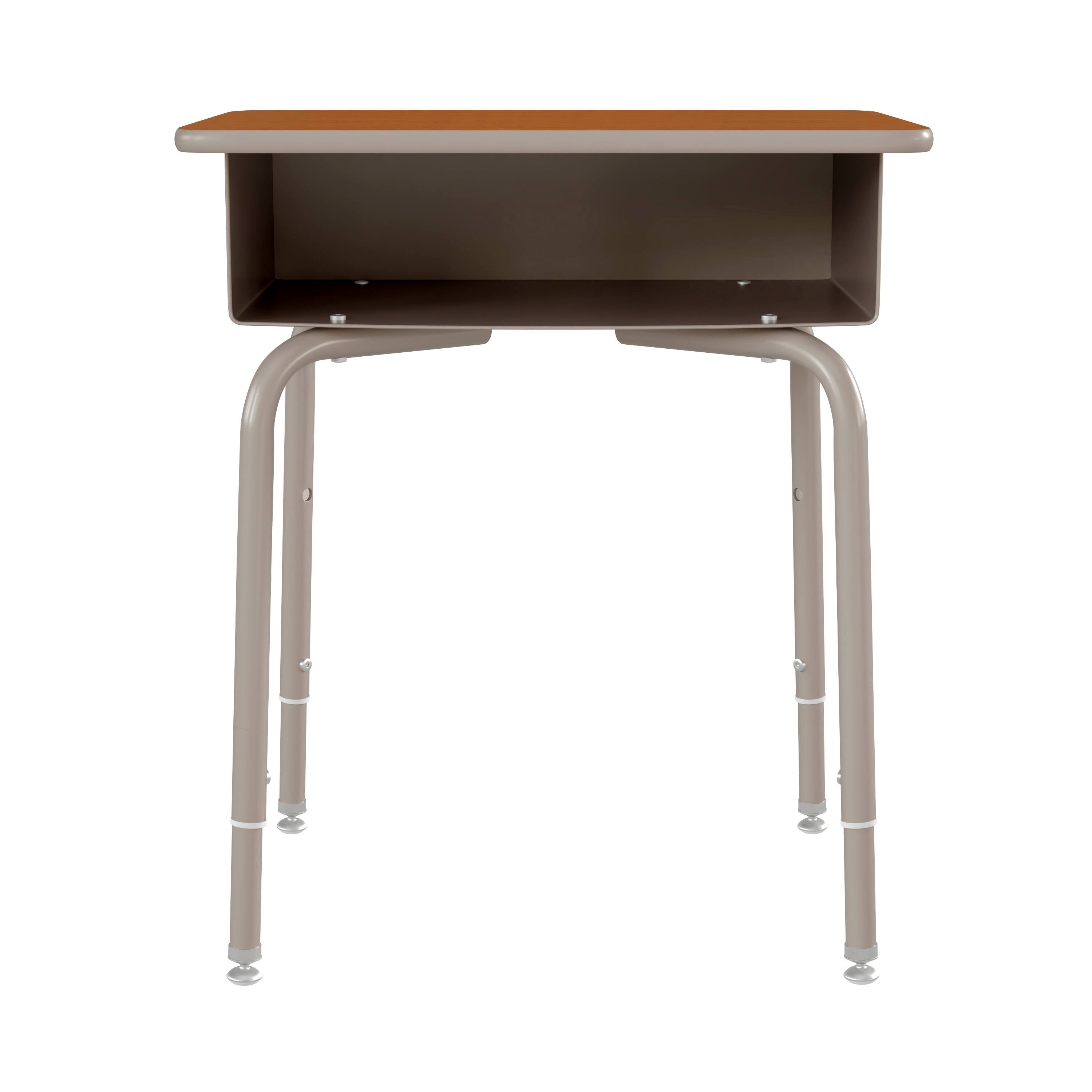 Alt View 9. Emma + Oliver - Student Desk with Open Front Metal Book Box - School Desk - Walnut Top/Silver Frame.