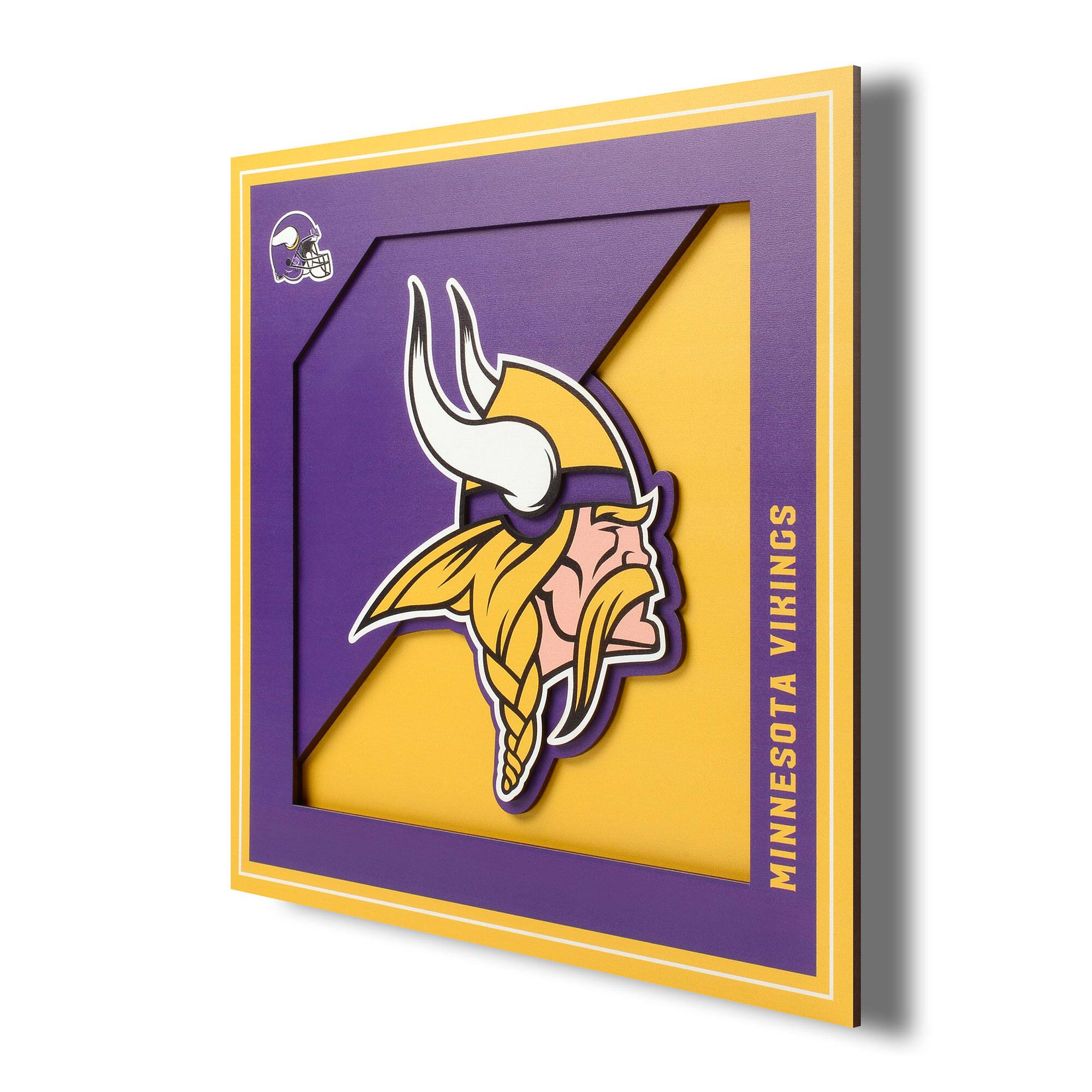 Minnesota Vikings 12'' x 12'' 3D Logo Wall Art