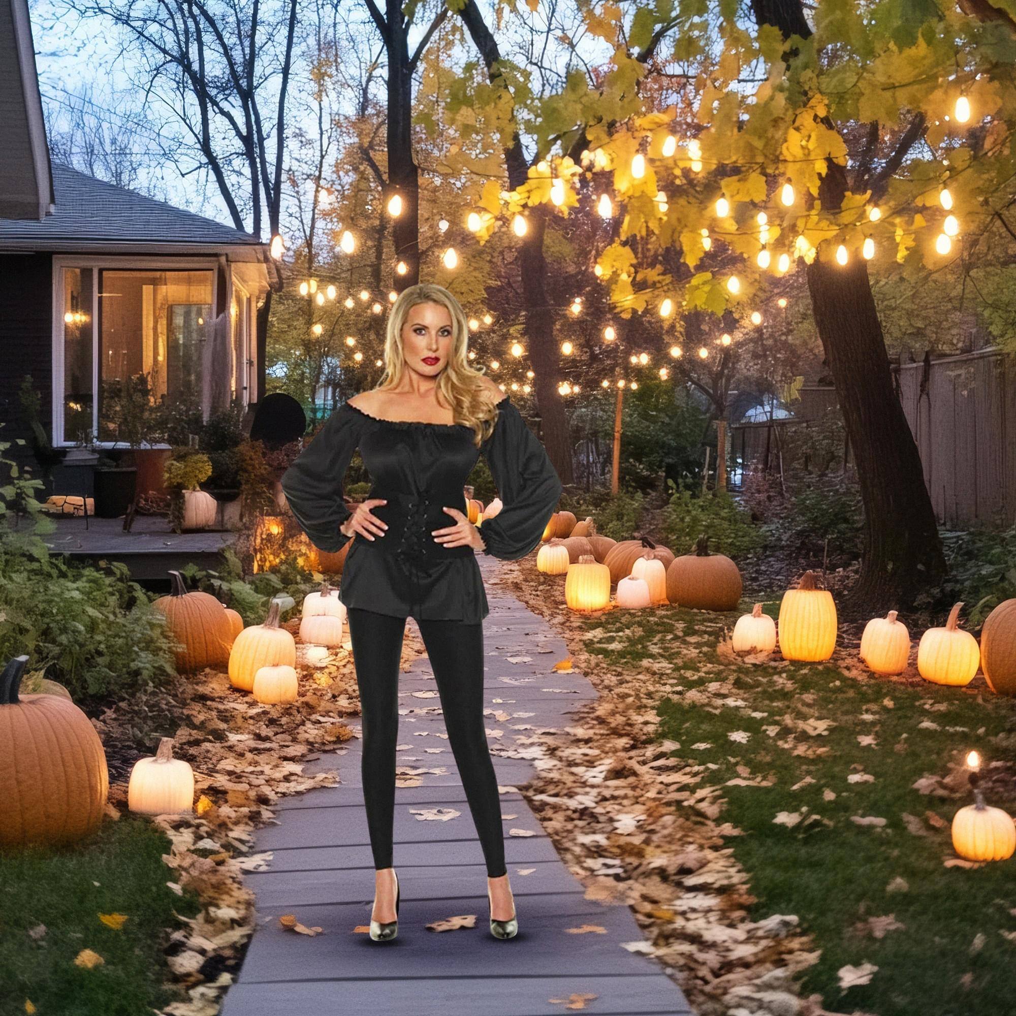 Alt View 10. Underwraps - Black Renaissance Woman's Costume Shirt | Large - Black.