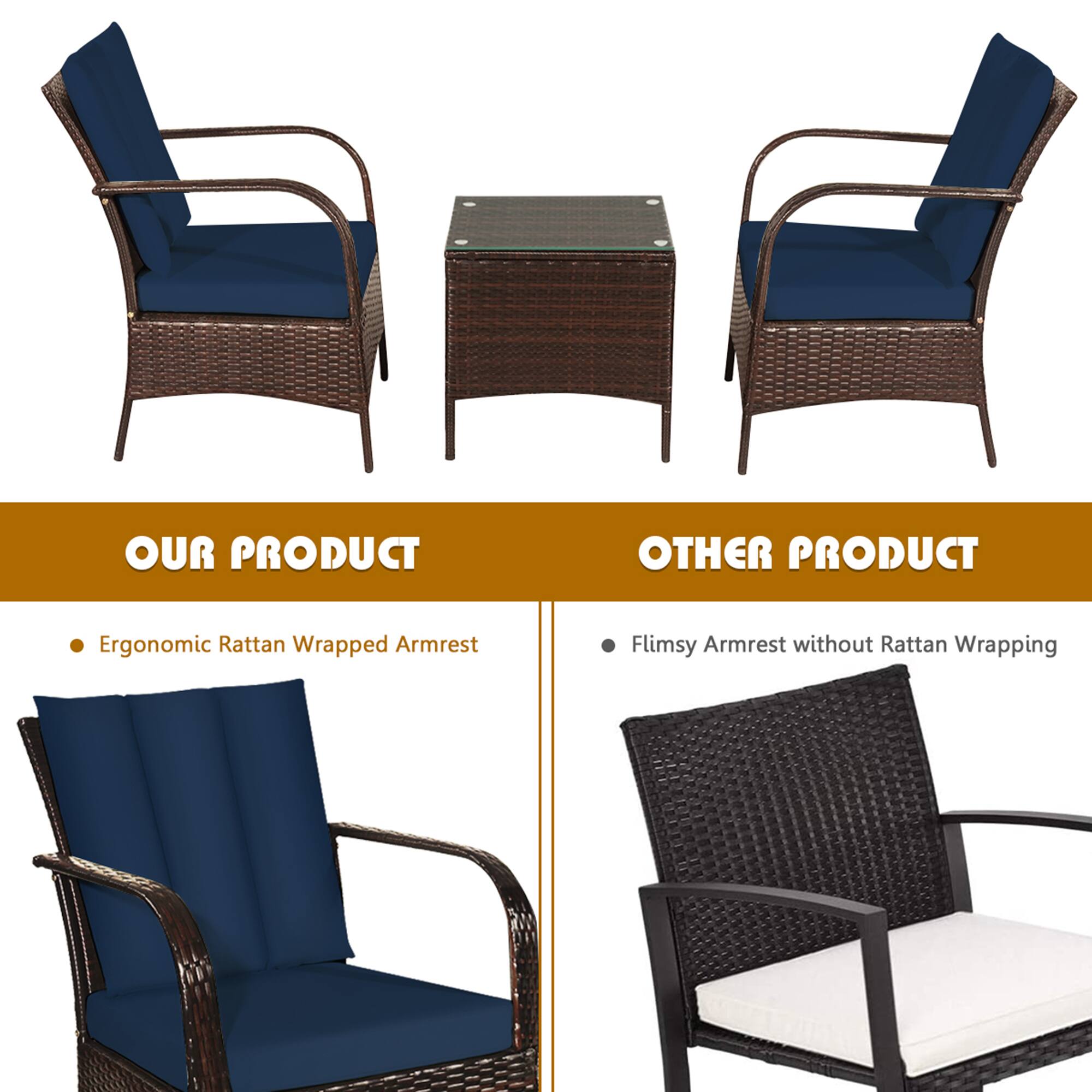 OUR PRODUCT  
- Ergonomic Rattan Wrapped Armrest  

OTHER PRODUCT  
- Flimsy Armrest without Rattan Wrapping
