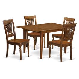 East West Furniture - 5 Pc Kitchen nook Dining set-Kitchen Tables 4 Chairs for Dining room - Saddle Brown