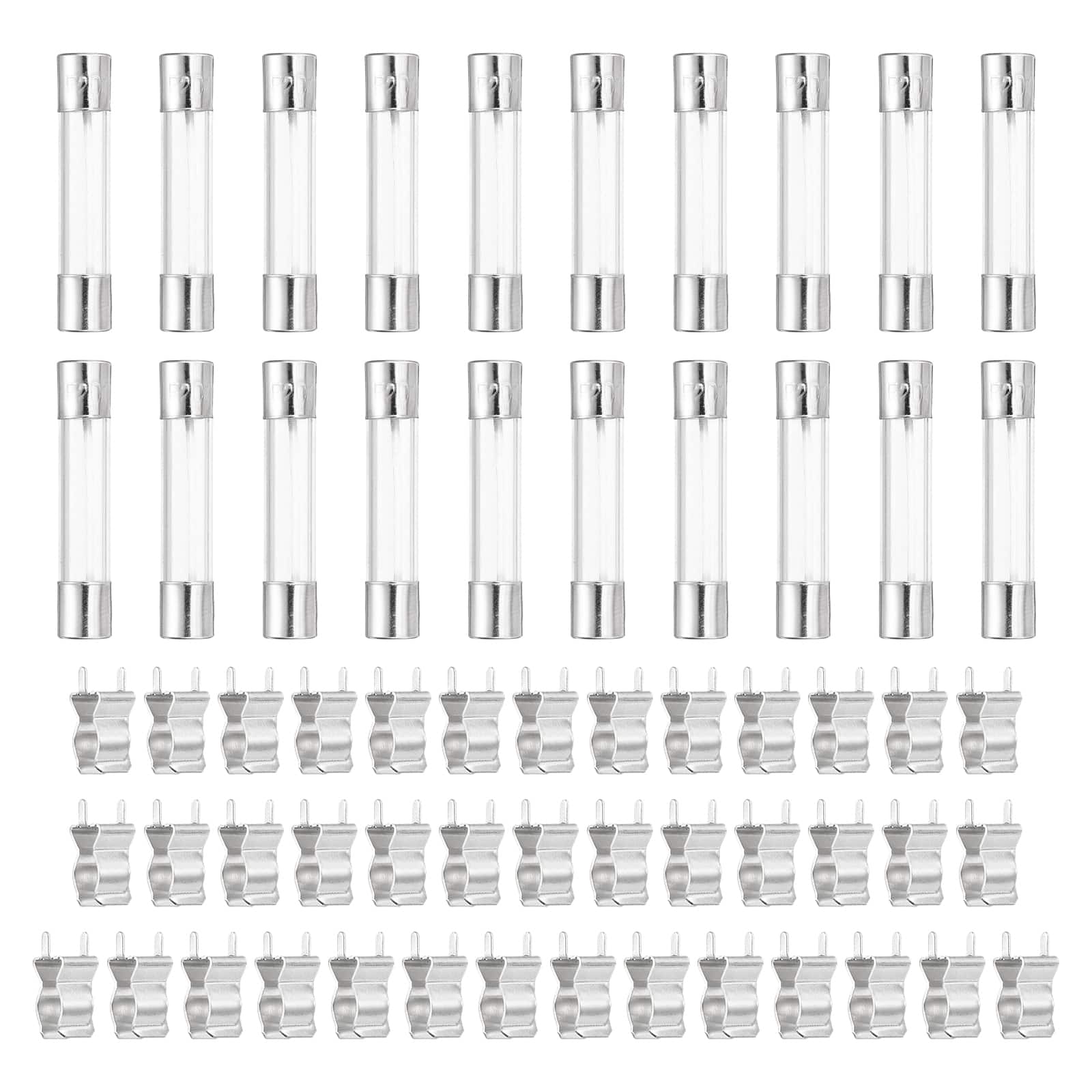 Unique Bargains - Glass Tube Fuses, 6x30mm 20A 250V Quick Fast Blow Glass Cartridge Tube Fuse with 50pcs Safety Clip 25pcs