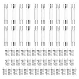 Unique Bargains - Glass Tube Fuses, 6x30mm 20A 250V Quick Fast Blow Glass Cartridge Tube Fuse with 50pcs Safety Clip 25pcs