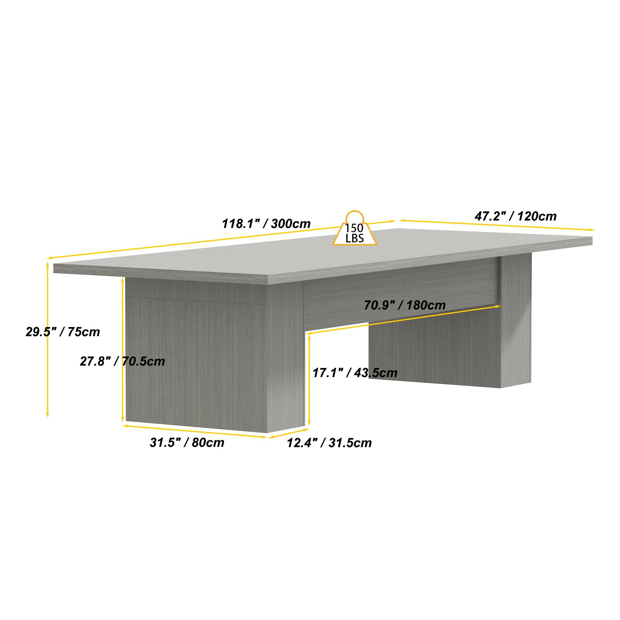 118.1" / 300cm  
47.2" / 120cm  
70.9" / 180cm  
29.5" / 75cm  
27.8" / 70.5cm  
17.1" / 43.5cm  
12.4" / 31.5cm  
31.5" / 80cm  
150 LBS