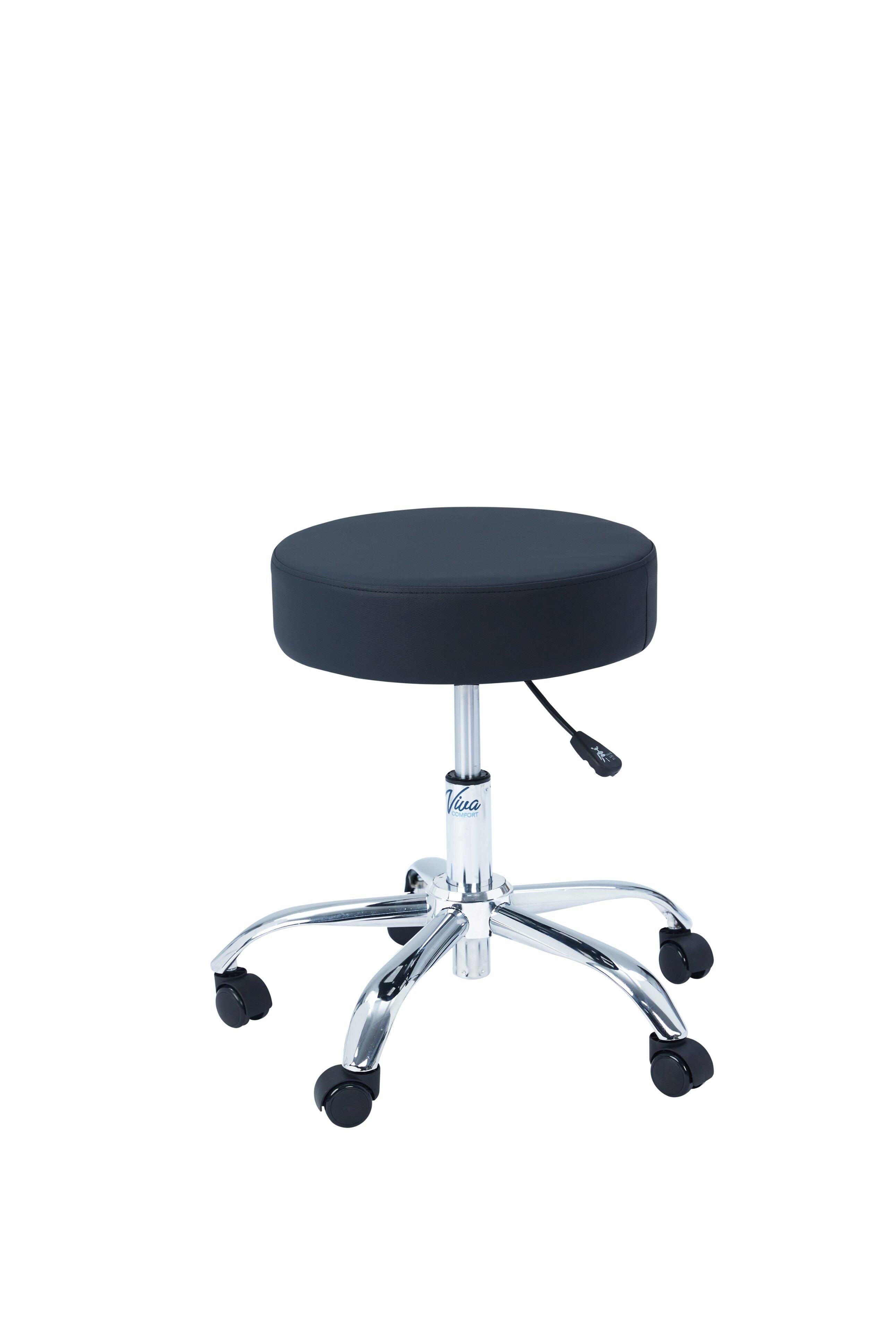 Alt View 6. Viva Comfort - Office Stool with Swivel Wheels, 250 lb Capacity, Pneumatic Height Adjustable - Black.