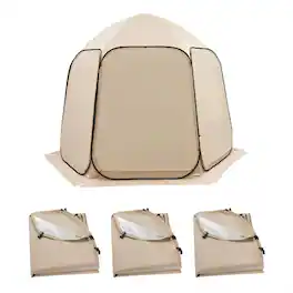 HTUTWOO - Pop up Gazebo Screen Tent - 12x12ft Large 6-Sided Camping Canopy Tent with Removable Top and Carry Bag for 8-10 Persons - Beige