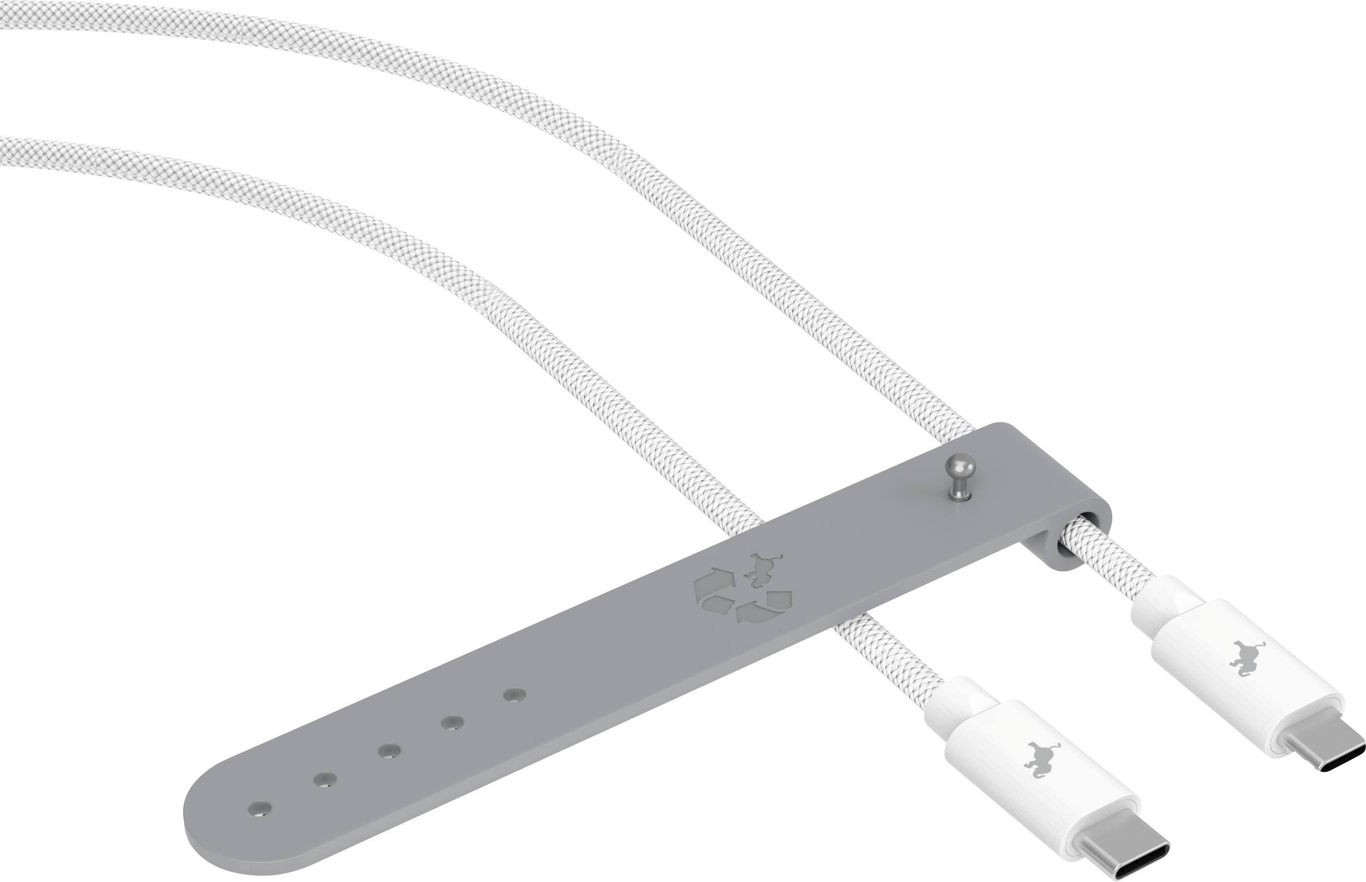 Left. Nimble - Powerknit USB-C to USB-C Cable 1M/3.3FT Fast Charging for iPhone 17–15, iPad, MacBook Air/Pro 2018–2022, Samsung & More - White.