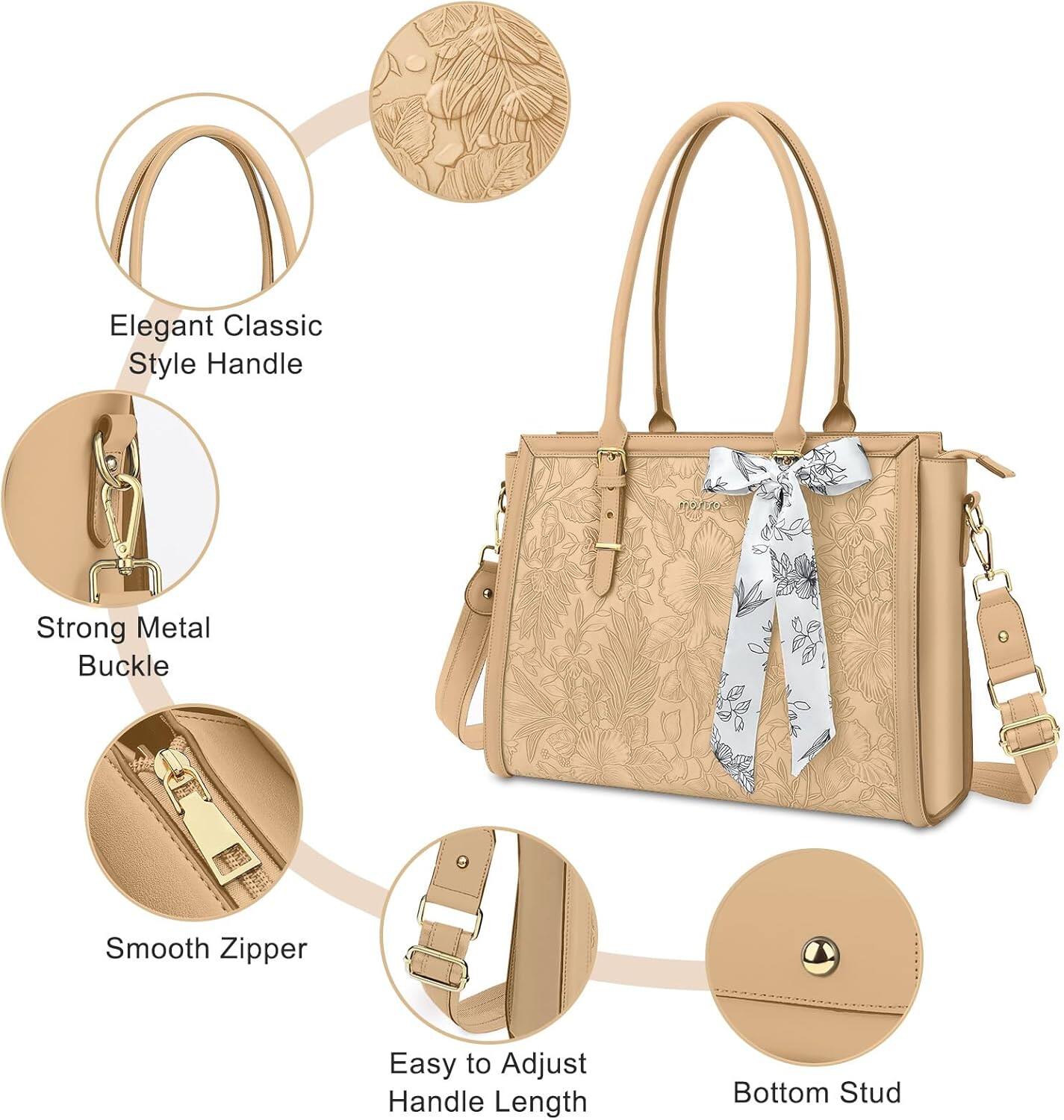 Elegant Classic Style Handle  
Strong Metal Buckle  
Smooth Zipper  
Easy to Adjust Handle Length  
Bottom Stud