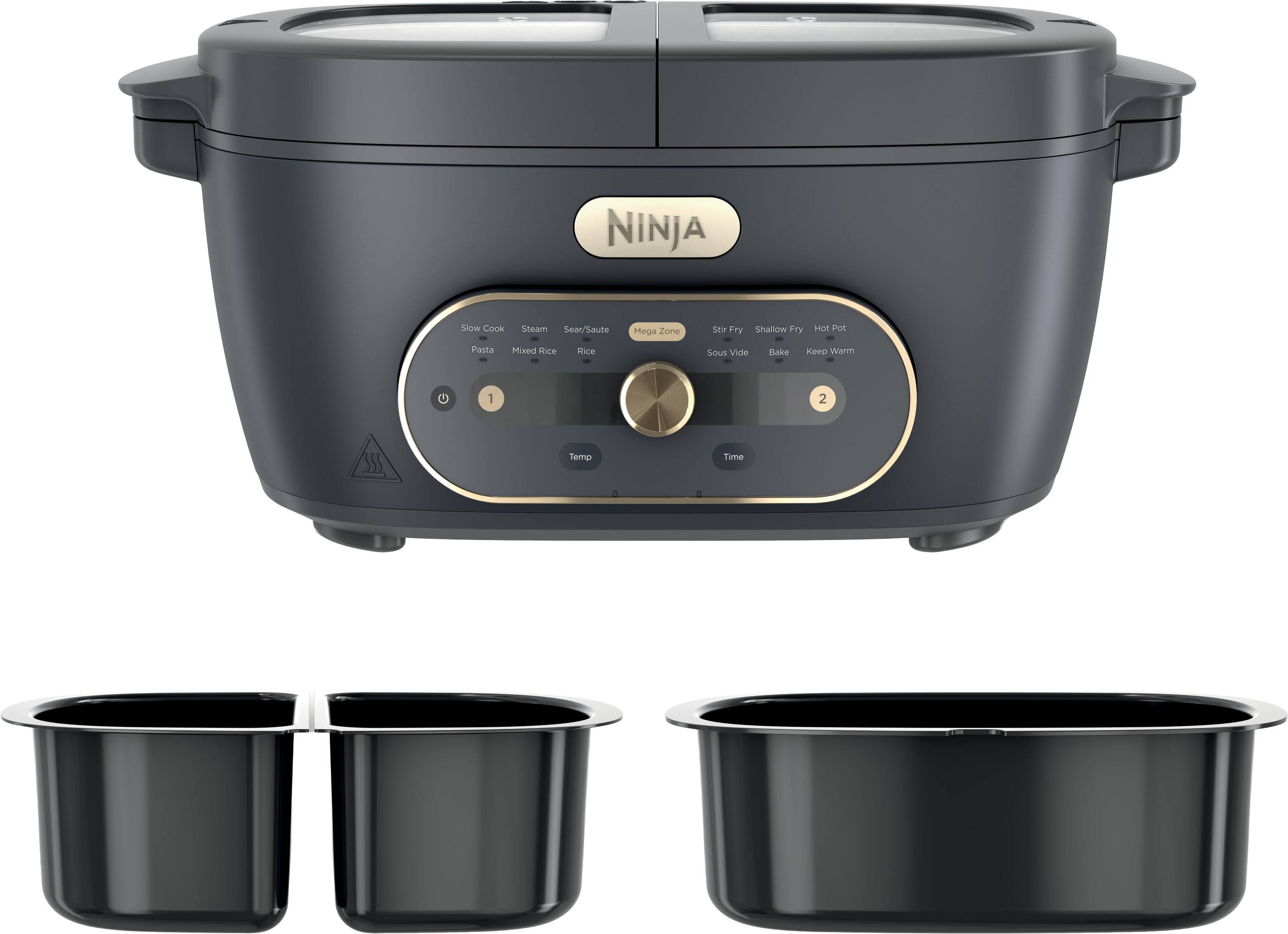 NINJA

Slow Cook
Steam
Sear/Sauté
Mega Zone
Stir Fry
Shallow Fry
Hot Pot
Pasta
Mixed Rice
Rice
Sous Vide
Bake
Keep Warm

1
2

Temp
Time