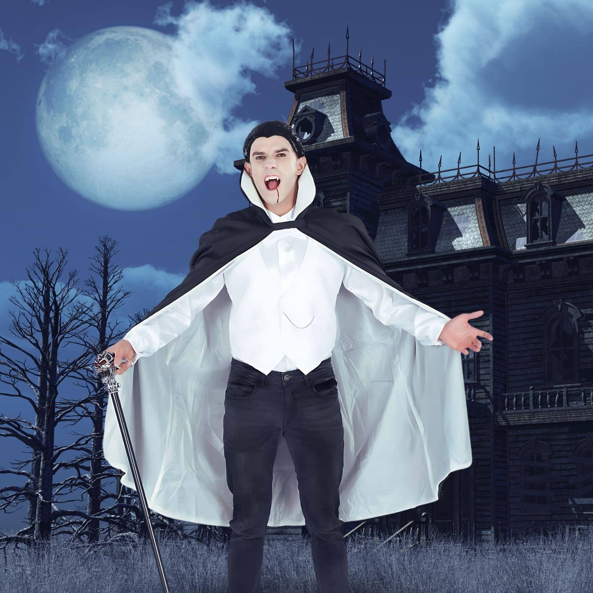 Alt View 2. Orion Costumes - Vampire with Wig Standard Costume Accessory - Black.