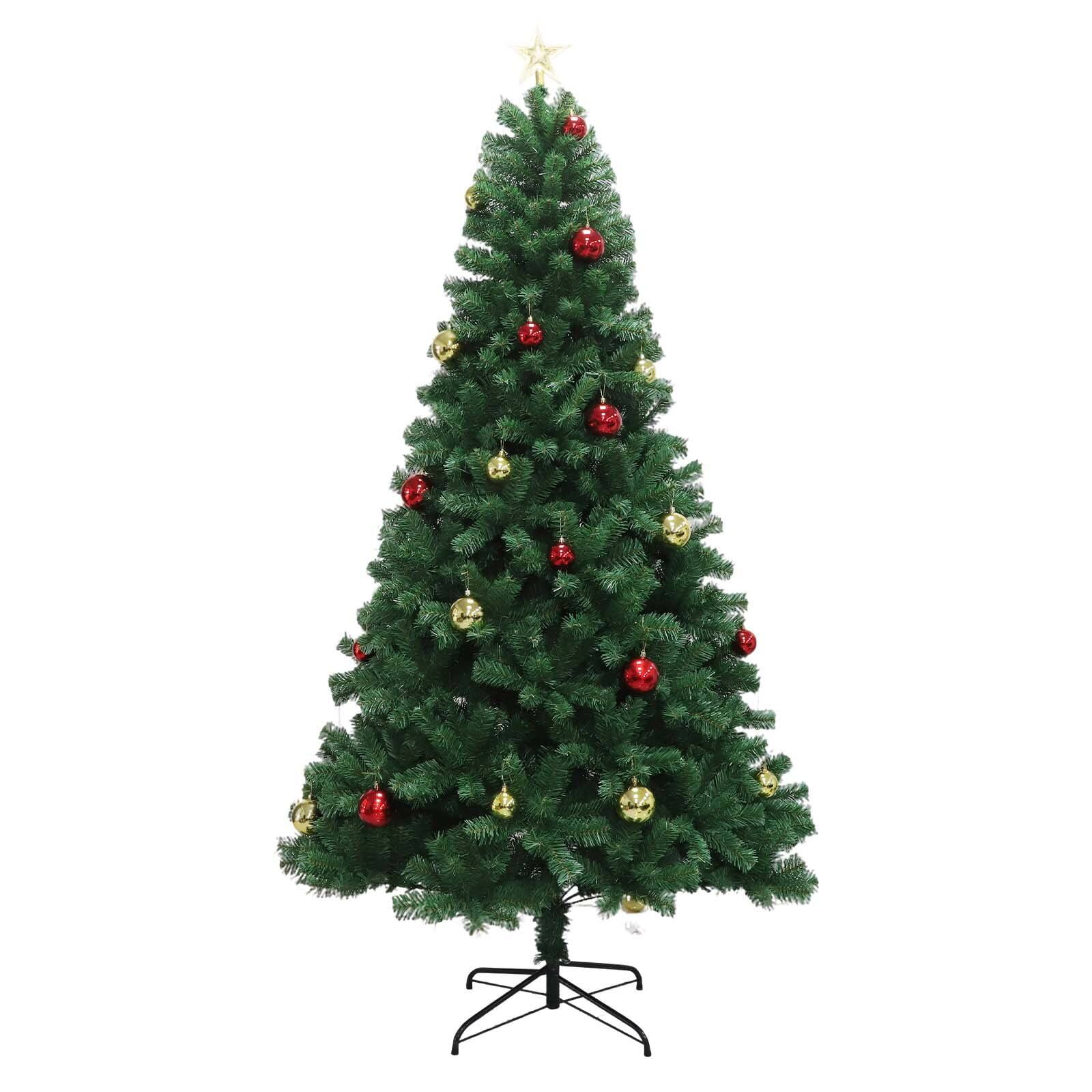 Jojoka - 7ft Artificial Christmas Tree with Remote Control Hinged Green Holiday Tree Metal Stand Living Room - Green 7ft