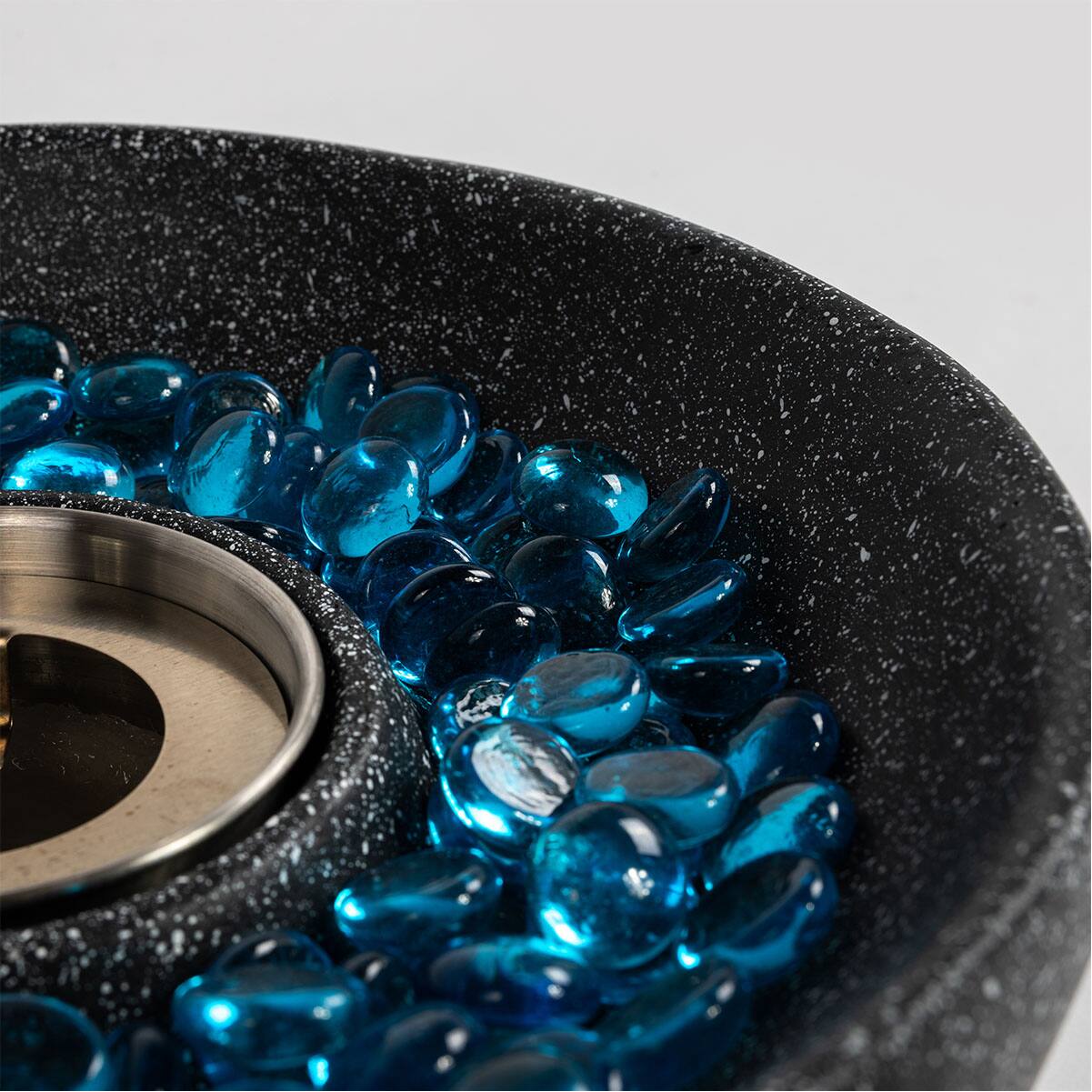 Left. Lirago - 11" Table Top Fire Pit Portable Concrete Ethanol Fireplace for Outdoor and Indoor Use Smokeless Mini Fire Bowl - Black.