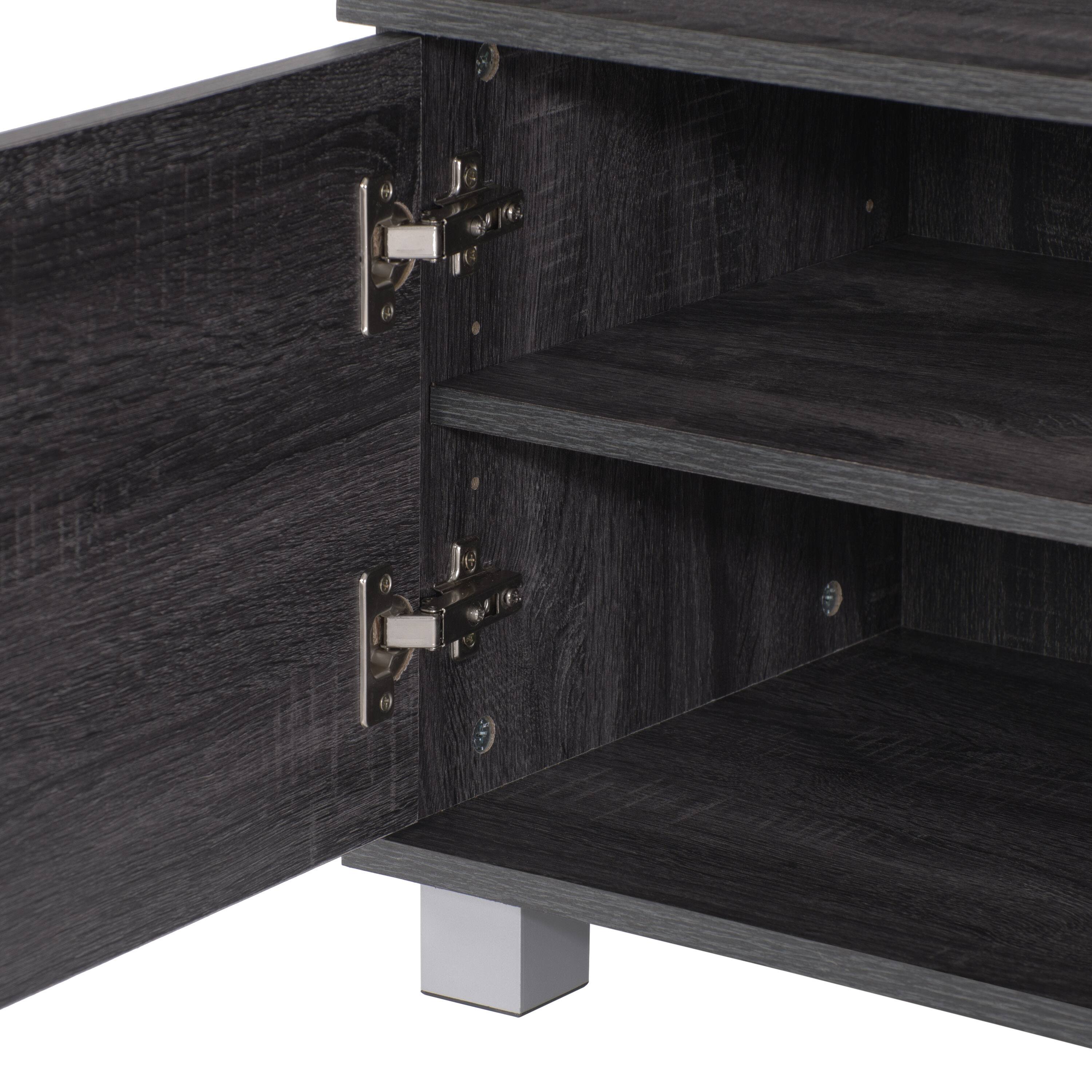 Alt View 12. CorLiving - Classic Component Stand with Open and Closed Storage - Dark Grey.
