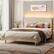 Back. Bestier - Queen Size Upholstered Bed Frame with LED Lights, Adjustable Headboard - Off White.