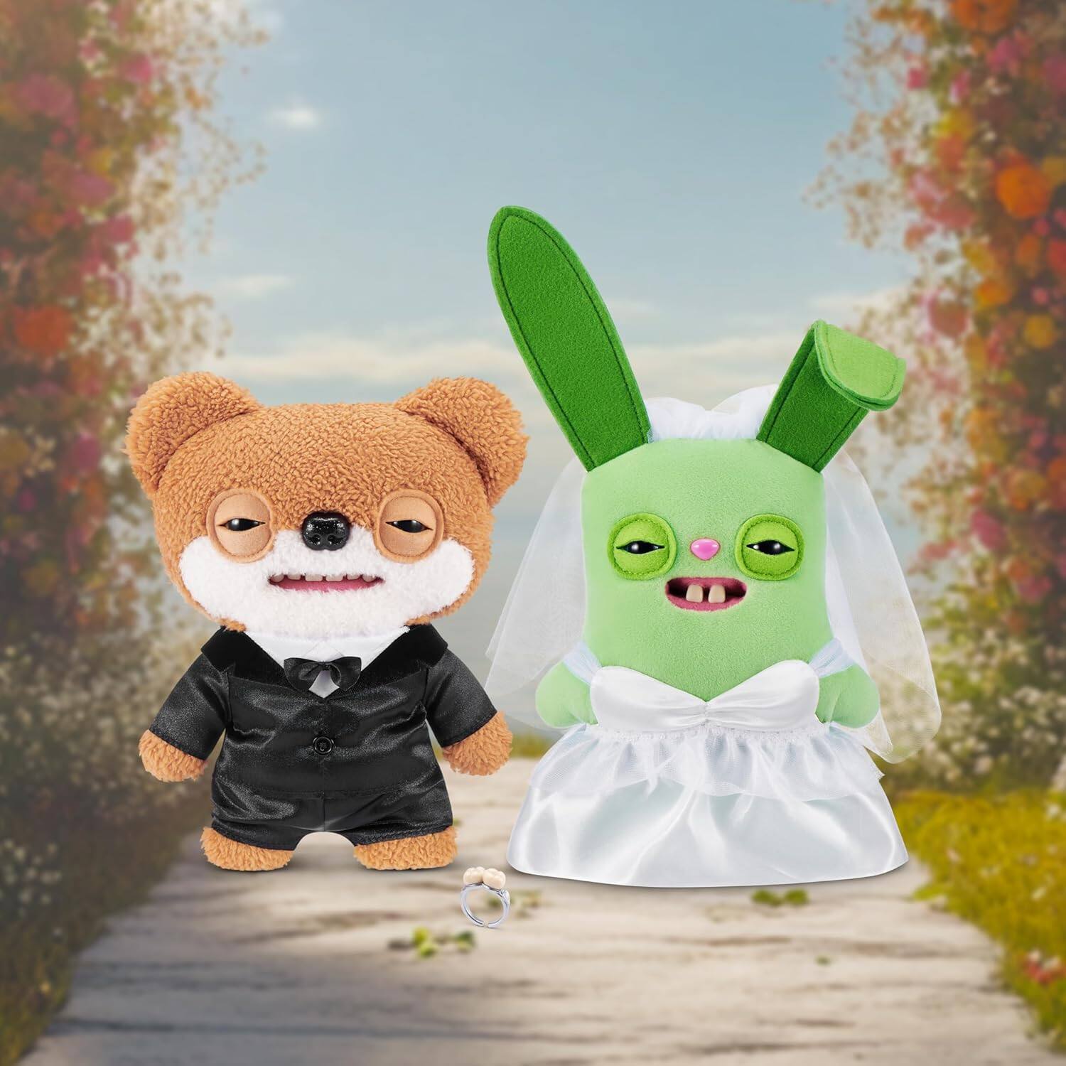 Alt View 2. Fuggler - Fuggler Wedding Fuggs 9-Inch Plush 2Pack by ZURU – Funny Ugly Monster Stuffed Animals with Human-Like Teeth & Tooth Ring - Assorted Pre-Pack.