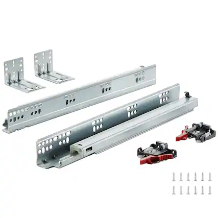 Front. VEVOR - 6 Pairs of 15 Inch Drawer Bottom Side Mount Rails, Heavy Duty Full Ball Bearing Extension Steel Track - Silver.