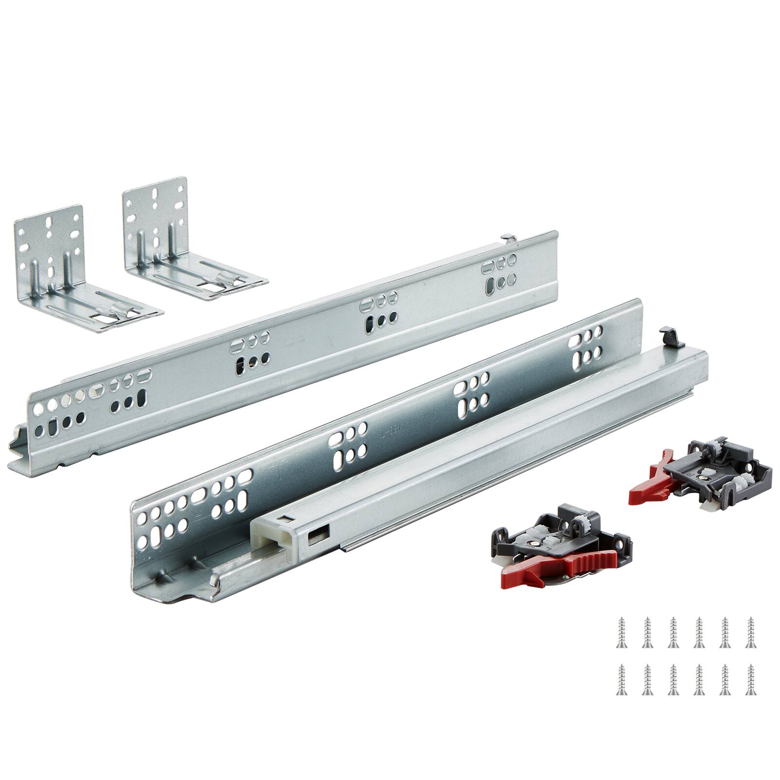 Front. VEVOR - 6 Pairs of 15 Inch Drawer Bottom Side Mount Rails, Heavy Duty Full Ball Bearing Extension Steel Track - Silver.