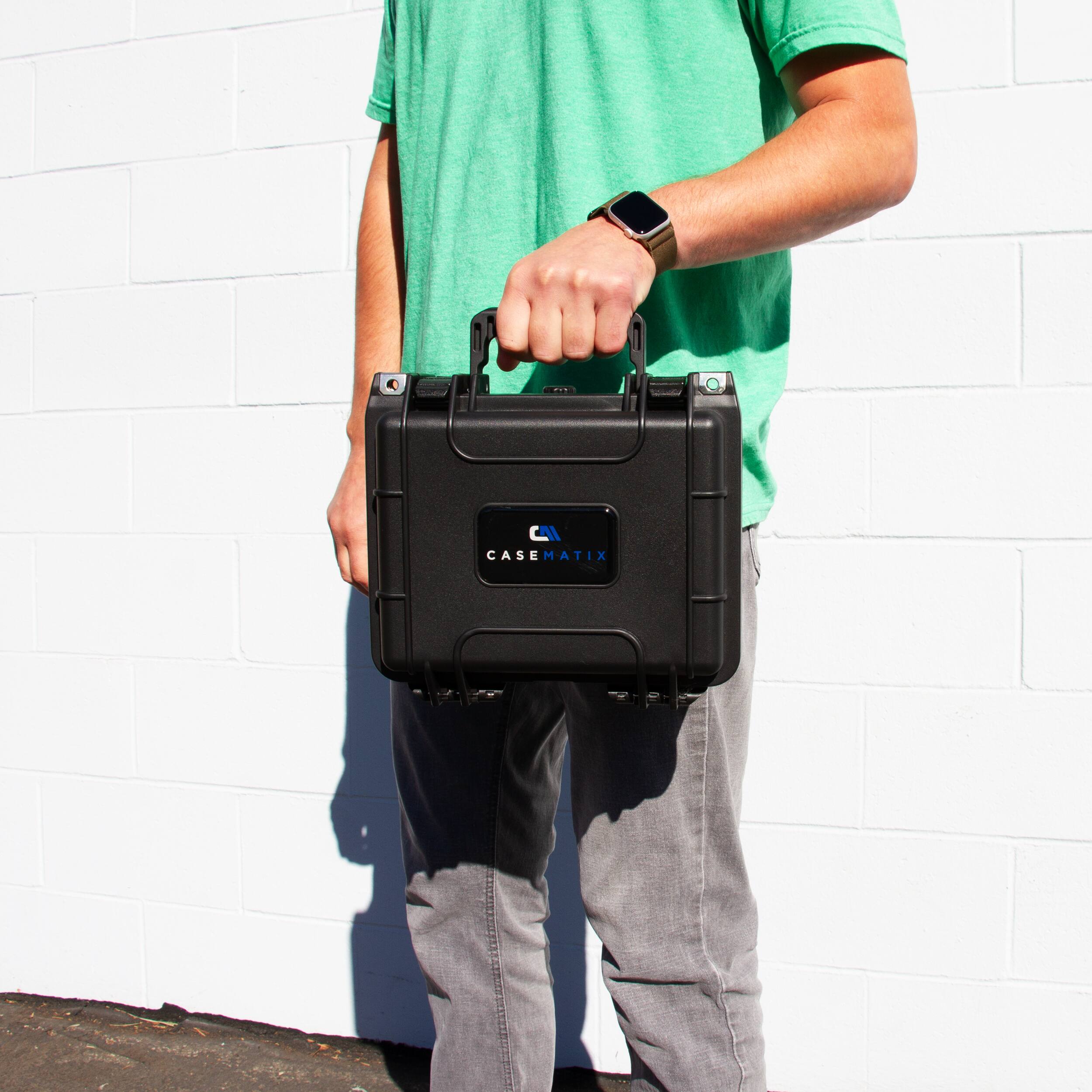 Alt View 4. CASEMATIX - 11" Waterproof Hard Case w/ Pre-Diced Customizable Foam – Rugged Storage for Electronics, Tools & Small Accessories.