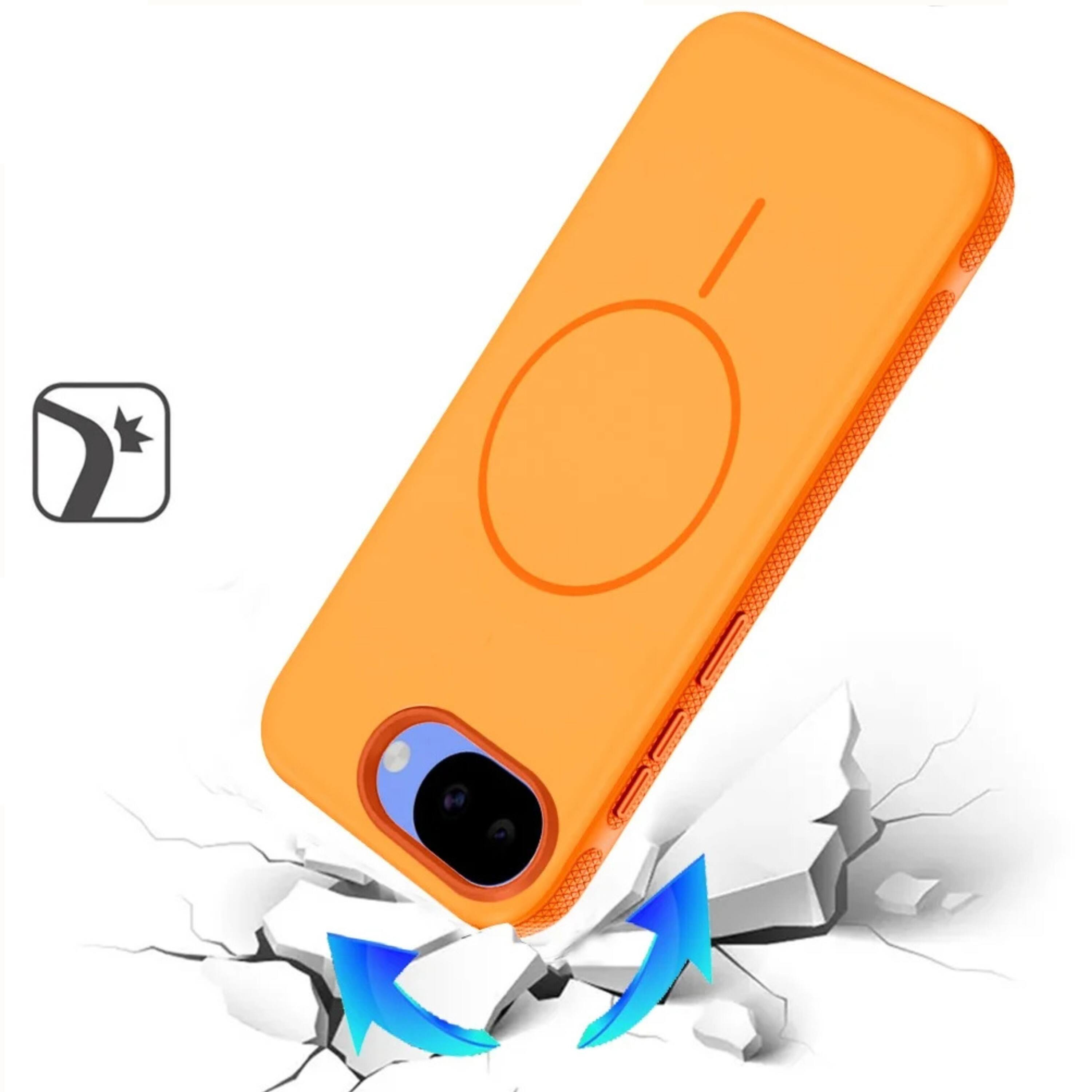 Left. Kitcheniva - Rugged Side Grip Magnetic Circle With Tempered Glass For Google Pixel 10a Case Cosmic Orange - Orange.