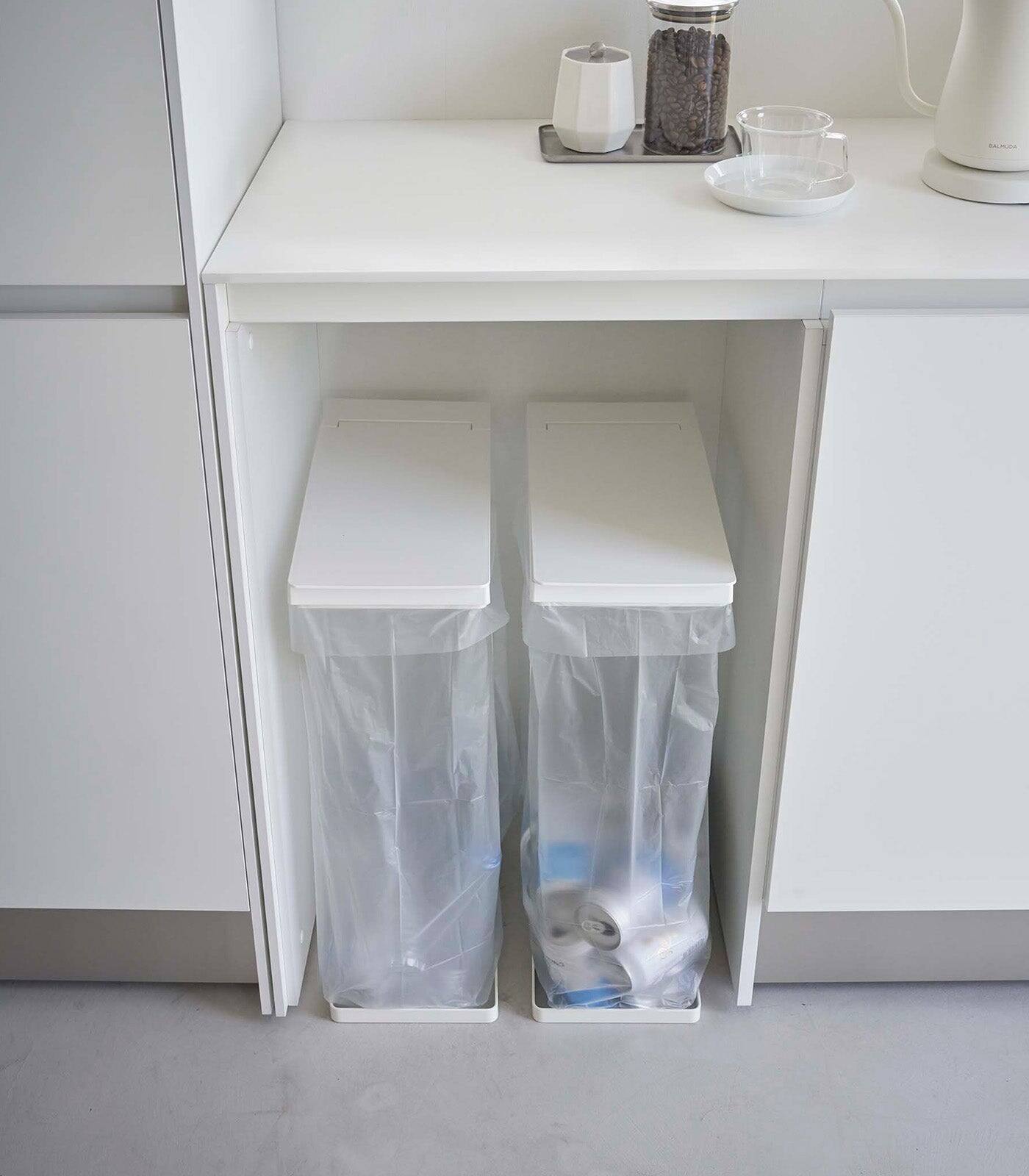 Alt View 4. Yamazaki Home - Lidded Garbage Bag Holder - Steel - Black.