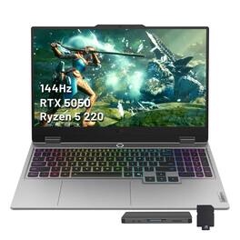 Lenovo - LOQ 15.6" FHD Gaming Laptop,Ryzen 5 220,64GB DDR5,2TB SSD+1TB Dock Set,RTX 5050,Backlit Keyboard,Win 11 Pro - Gray