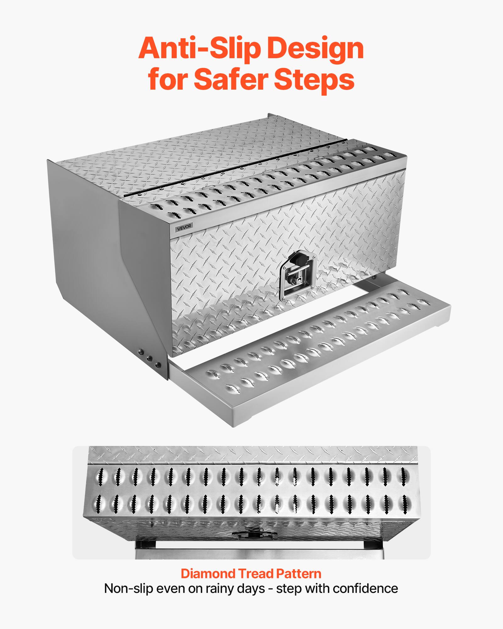 Anti-Slip Design for Safer Steps

MEVOR Diamond Tread Pattern

Non-slip even on rainy days - step with confidence