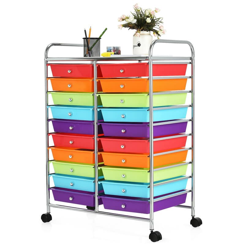 WELLFOR - 20 Drawer Rolling Storage Cart Organizer,Art & Craft Storage Cart Tools Scrapbook Paper Office School Organizer - Multicolor price history on PriceWatchPro