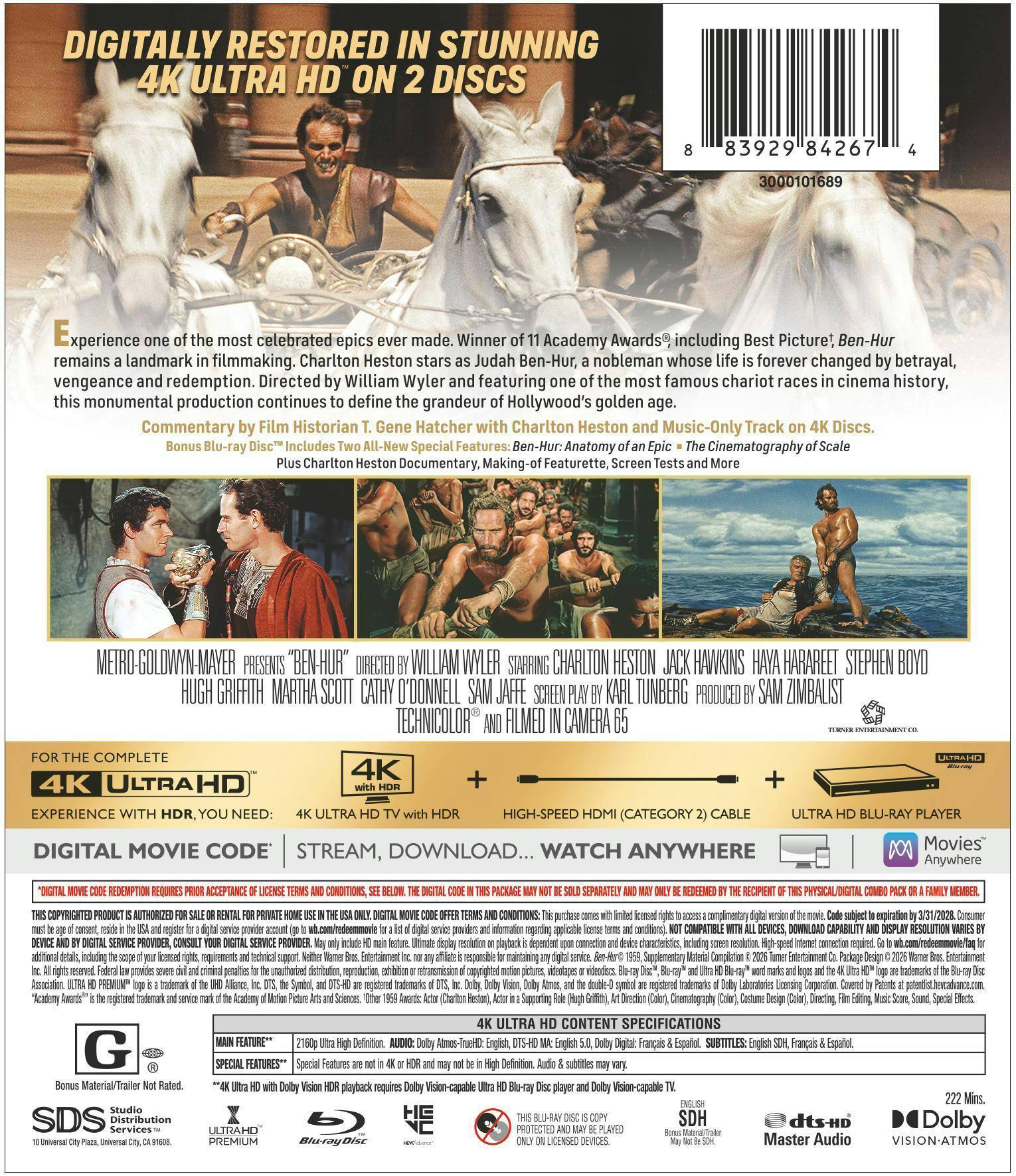 Back. Ben-Hur (4K Ultra HD + Digital) [UHD].