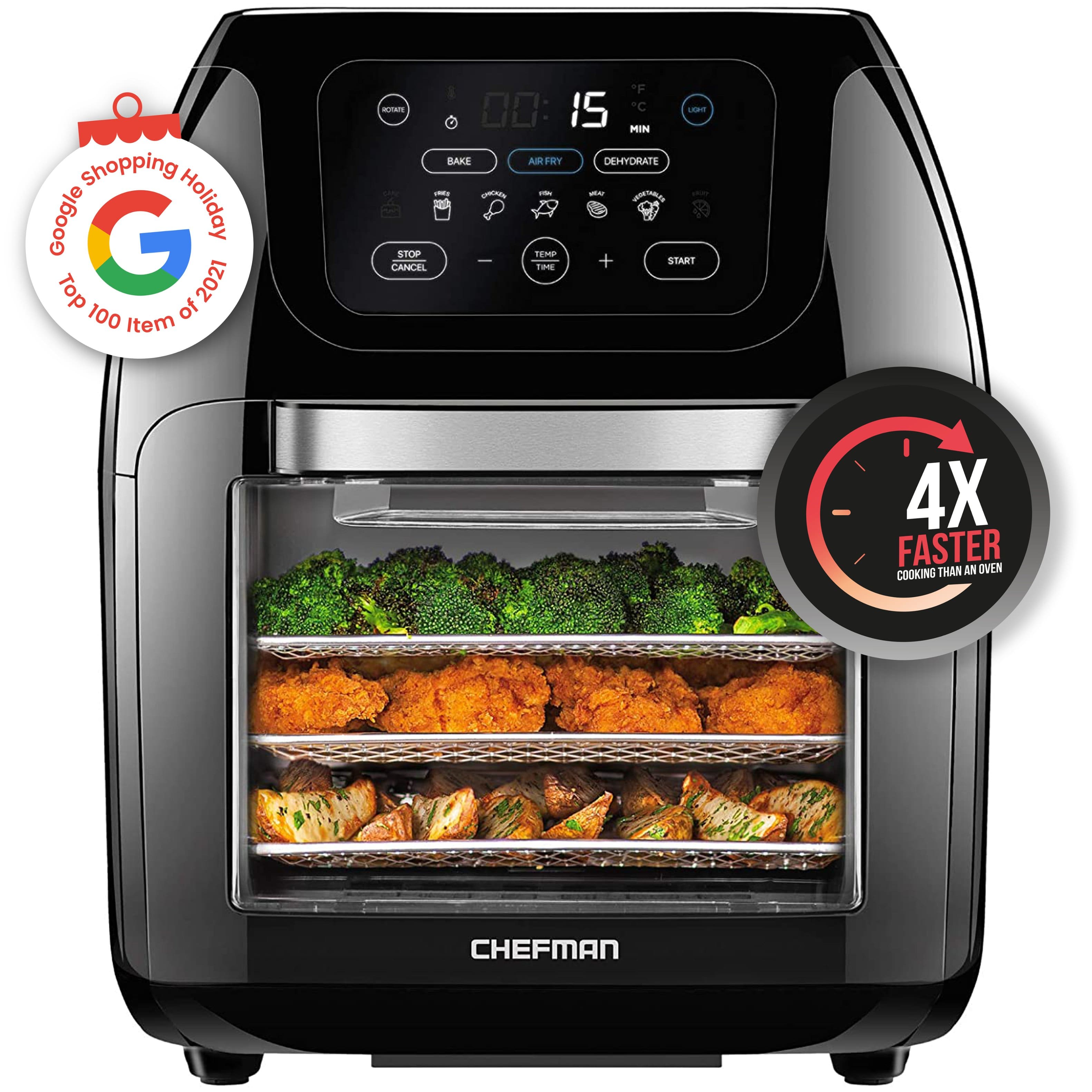 Front. Chefman - Multifunctional 10L Digital Air Fryer+ - Black.