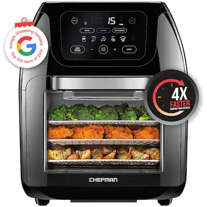 Front. Chefman - Multifunctional 10L Digital Air Fryer+ - Black.