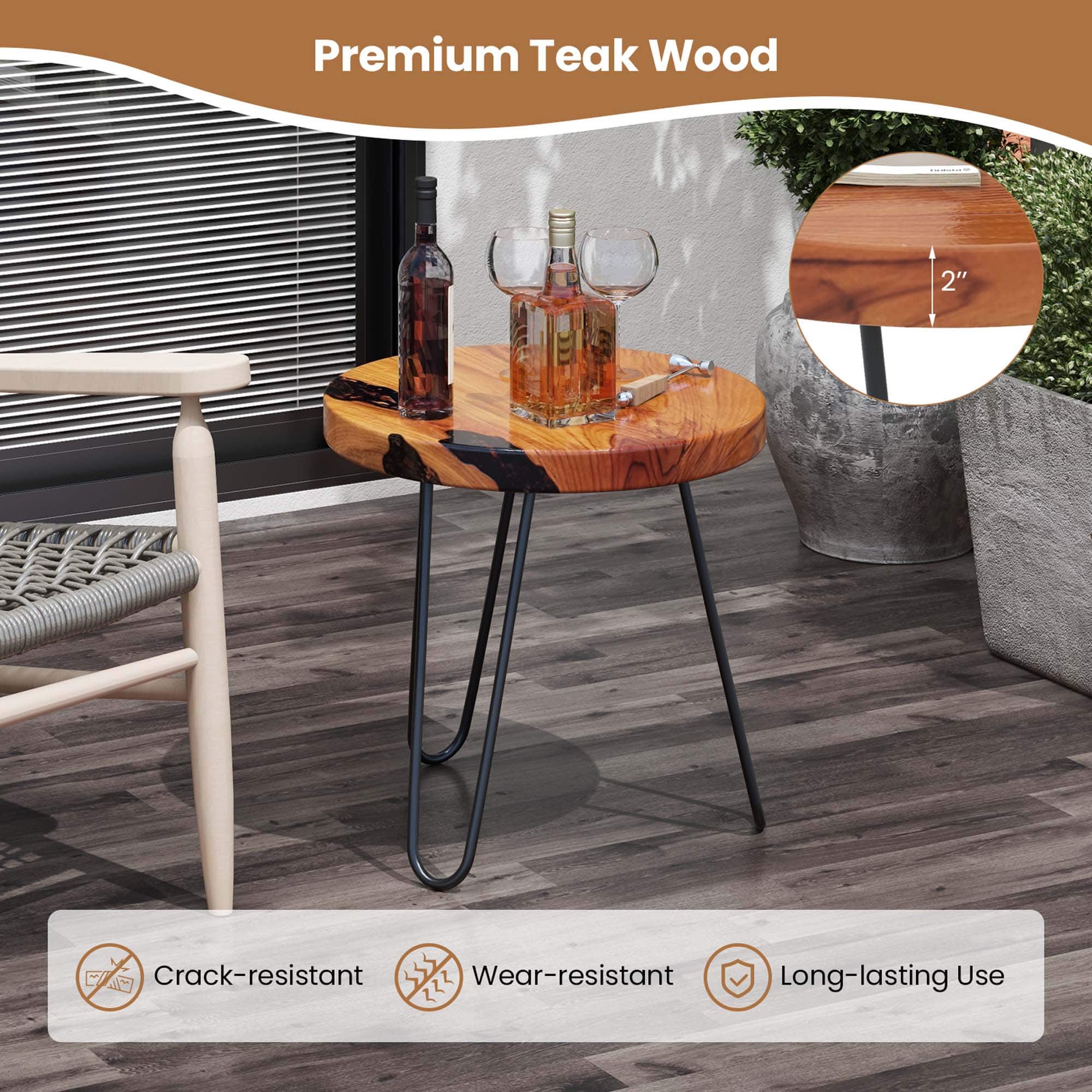Premium Teak Wood 2" - Crack-resistant, Wear-resistant, Long-lasting Use