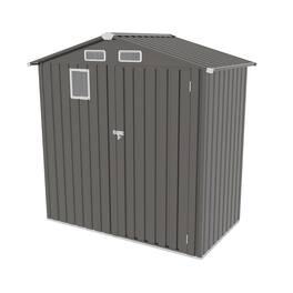 Mondawe - 6X4 FT Metal Outdoor Storage Shed with Peaked Roof Watertight,Clear Window and Lockable Door - Gray